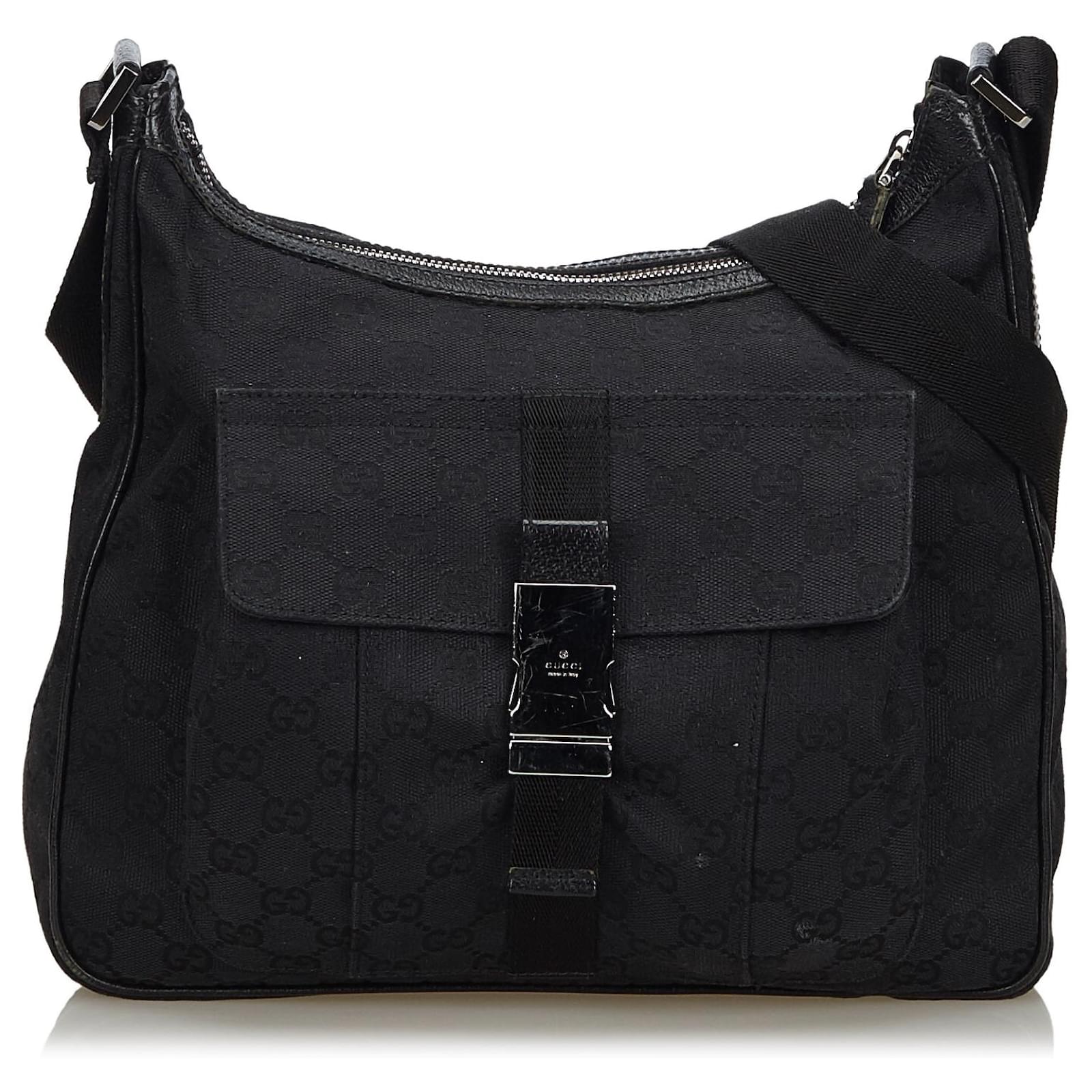 Gucci Black GG Canvas Crossbody Bag Leather Cloth Cloth ref.134722