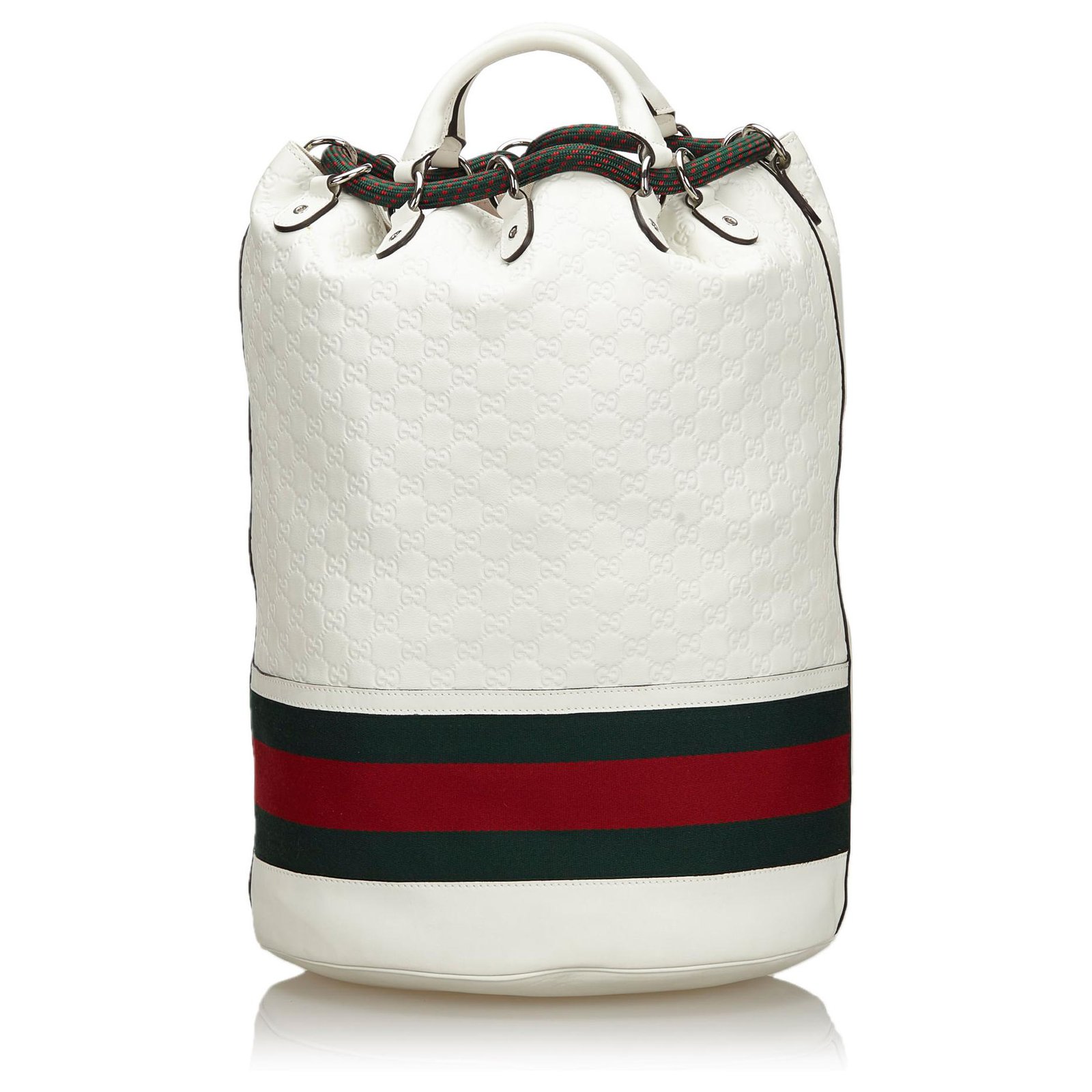 Gucci White Guccissima Web Aquariva Backpack Multiple colors Leather ...