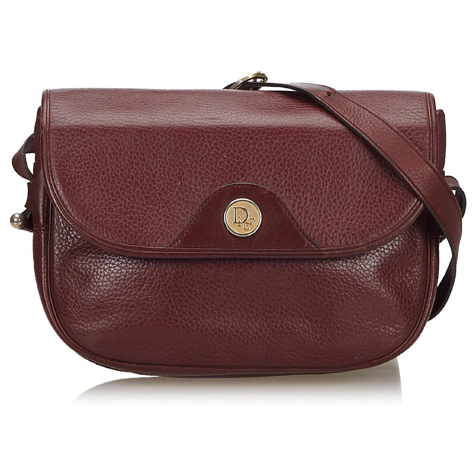Dior Red Leather Crossbody Bag Dark red 