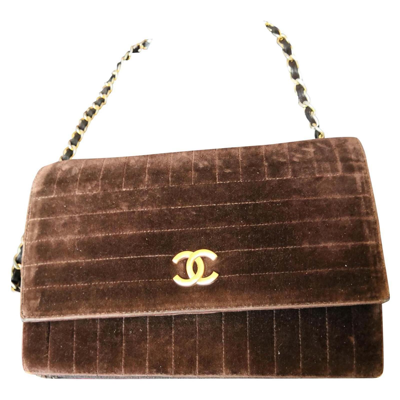 Superb vintage Chanel Wallet on chain bag Brown Velvet ref.135010 - Joli  Closet