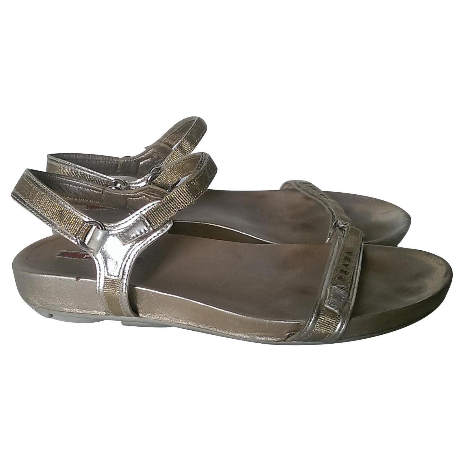 Prada Sandals Golden Leather ref.135023 Joli Closet