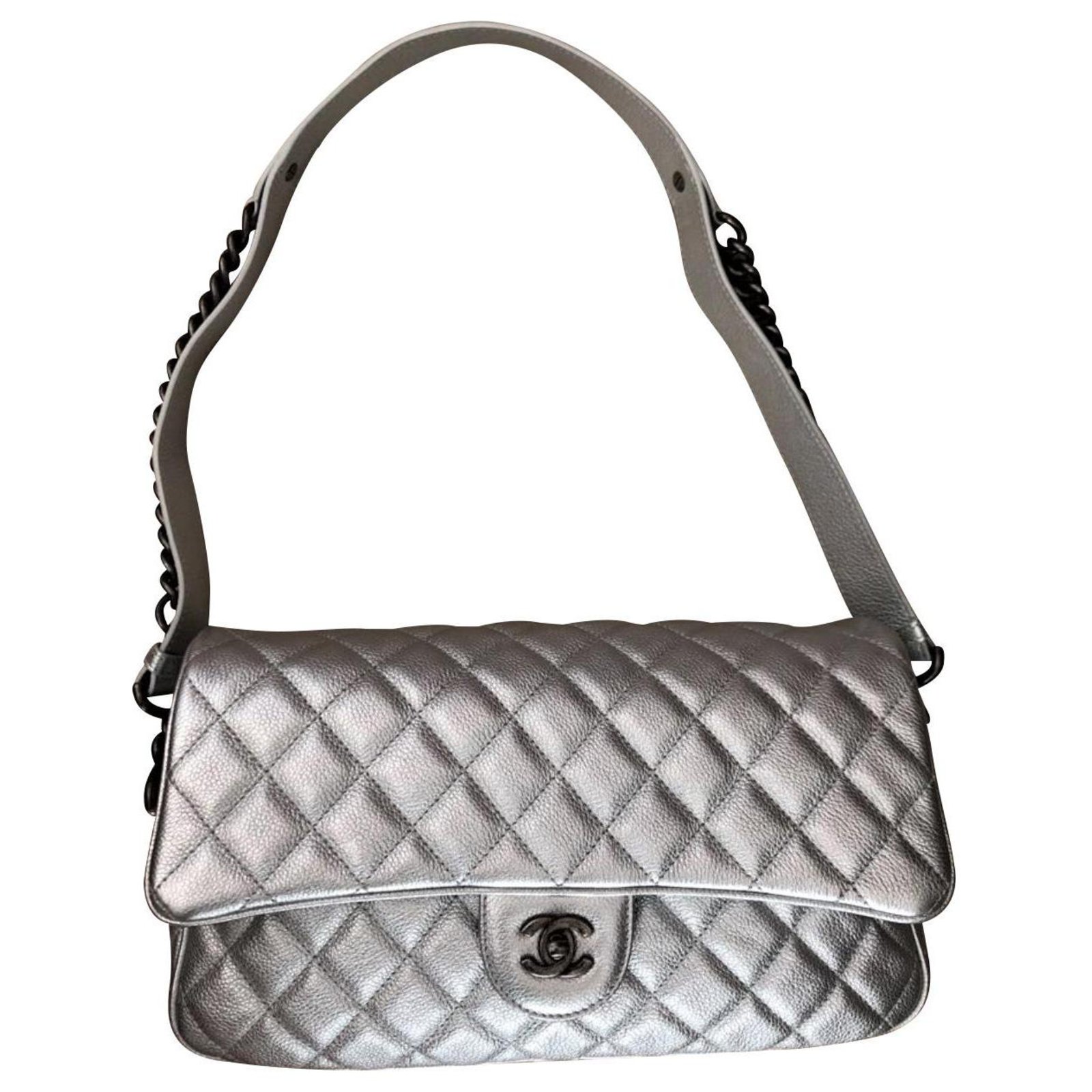 Chanel Easy Flap Silver Shoulder bag