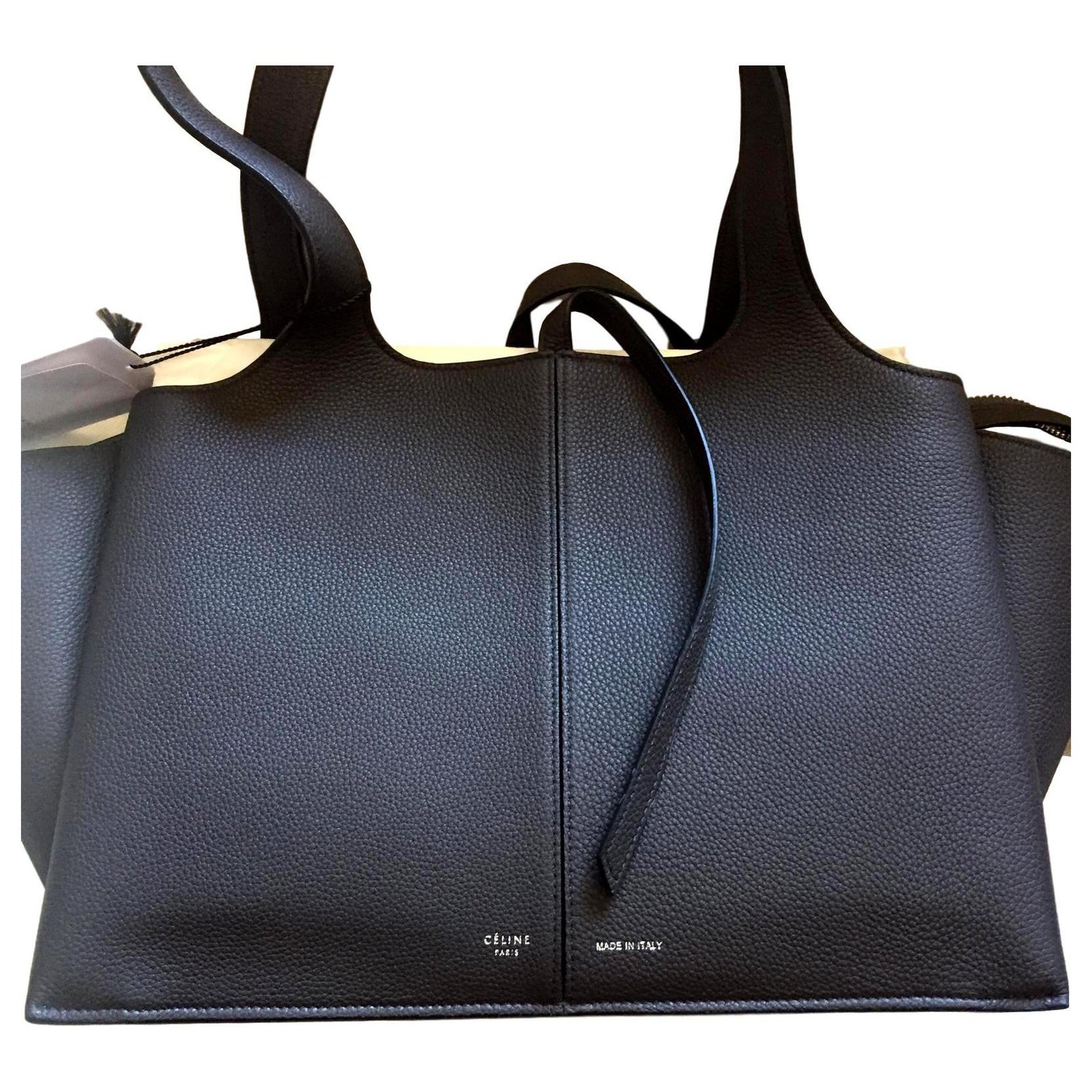 Céline celine trifold black handbag sac new Leather ref.135672 - Joli ...