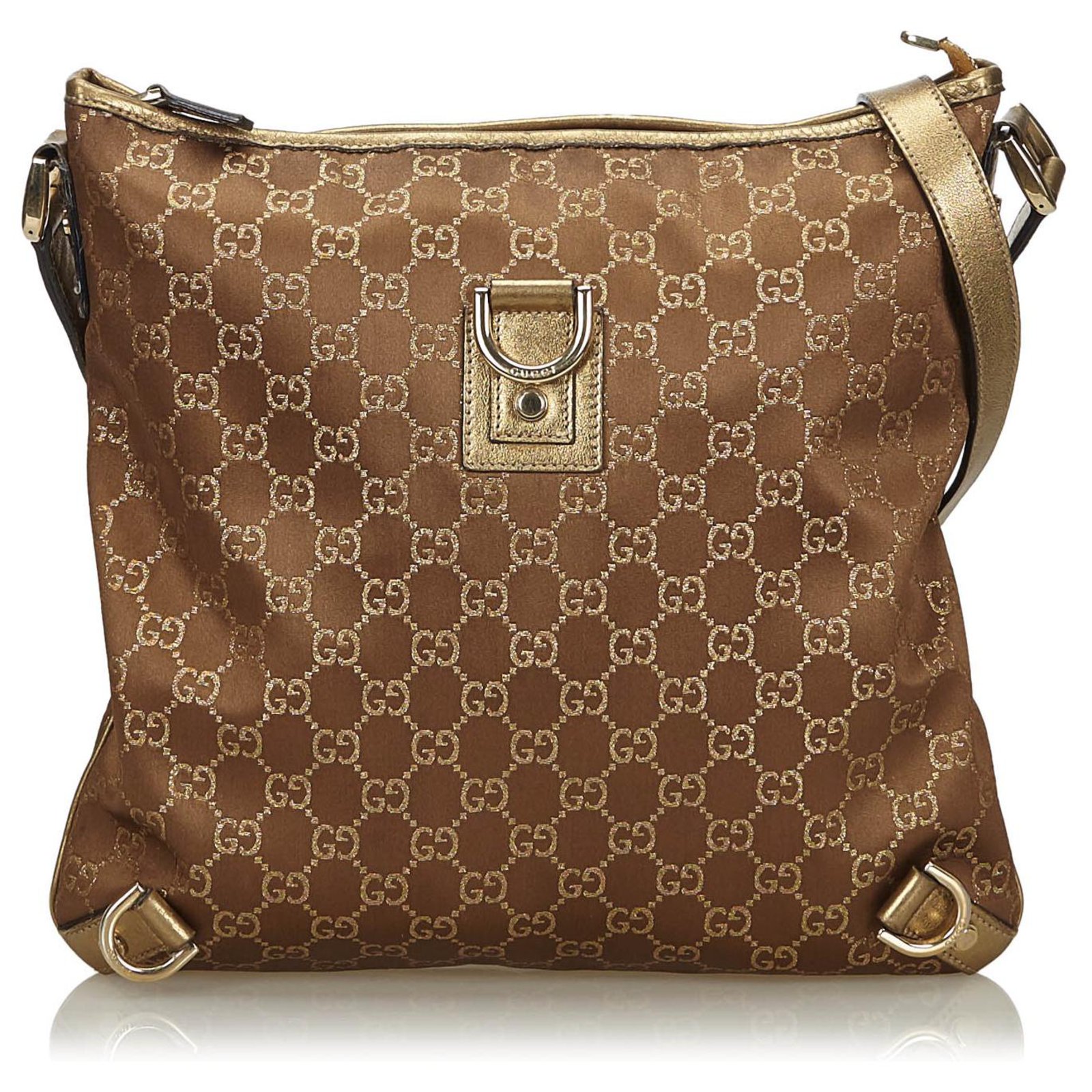 GUCCI GG Nylon & Leather Crossbody Shoulder Bag