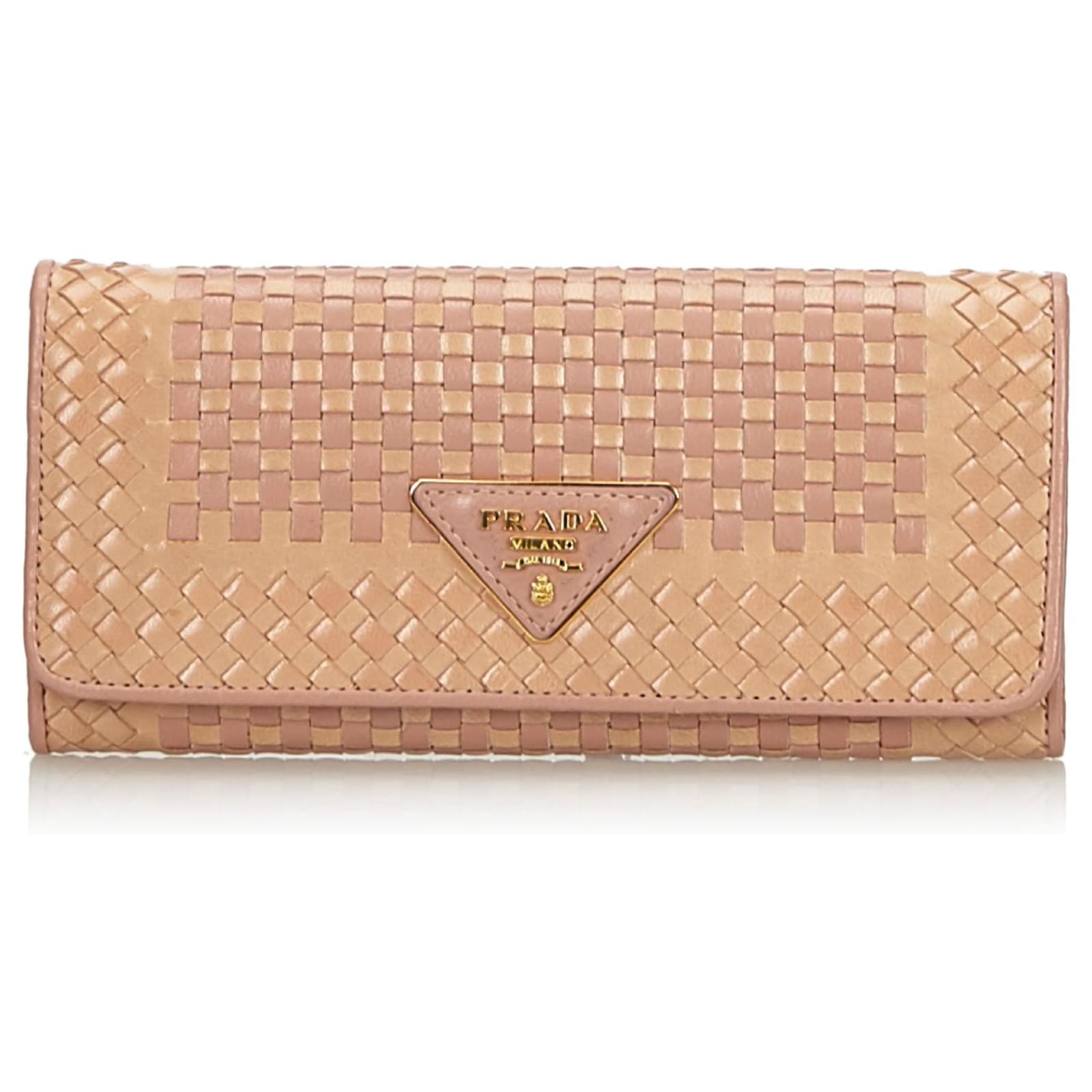 Prada Tri Color Woven Madras Leather Zip Clutch Prada