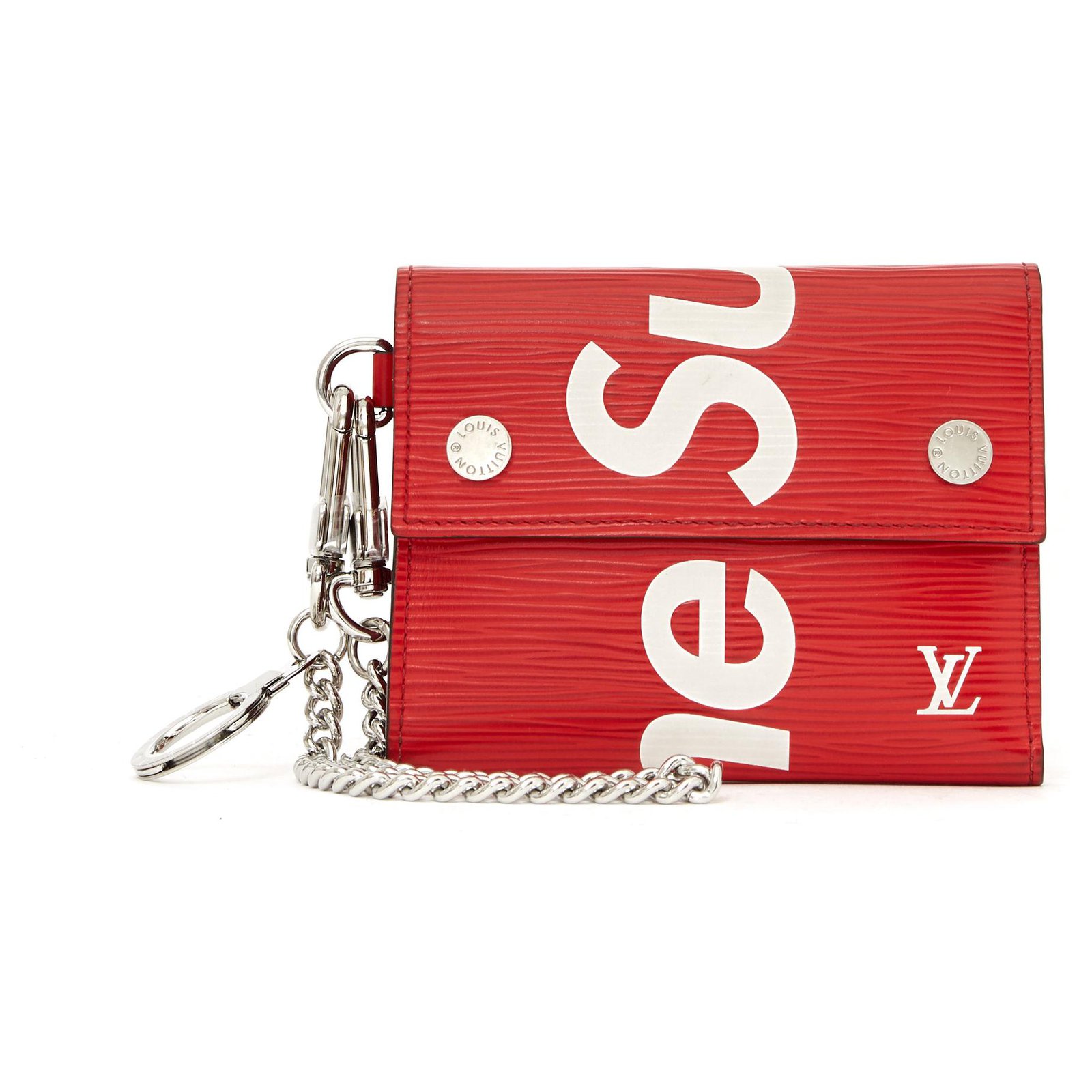 LOUIS VUITTON X SUPREME WALLET AND KEY HOLDER Red Leather ref.136368 - Joli  Closet