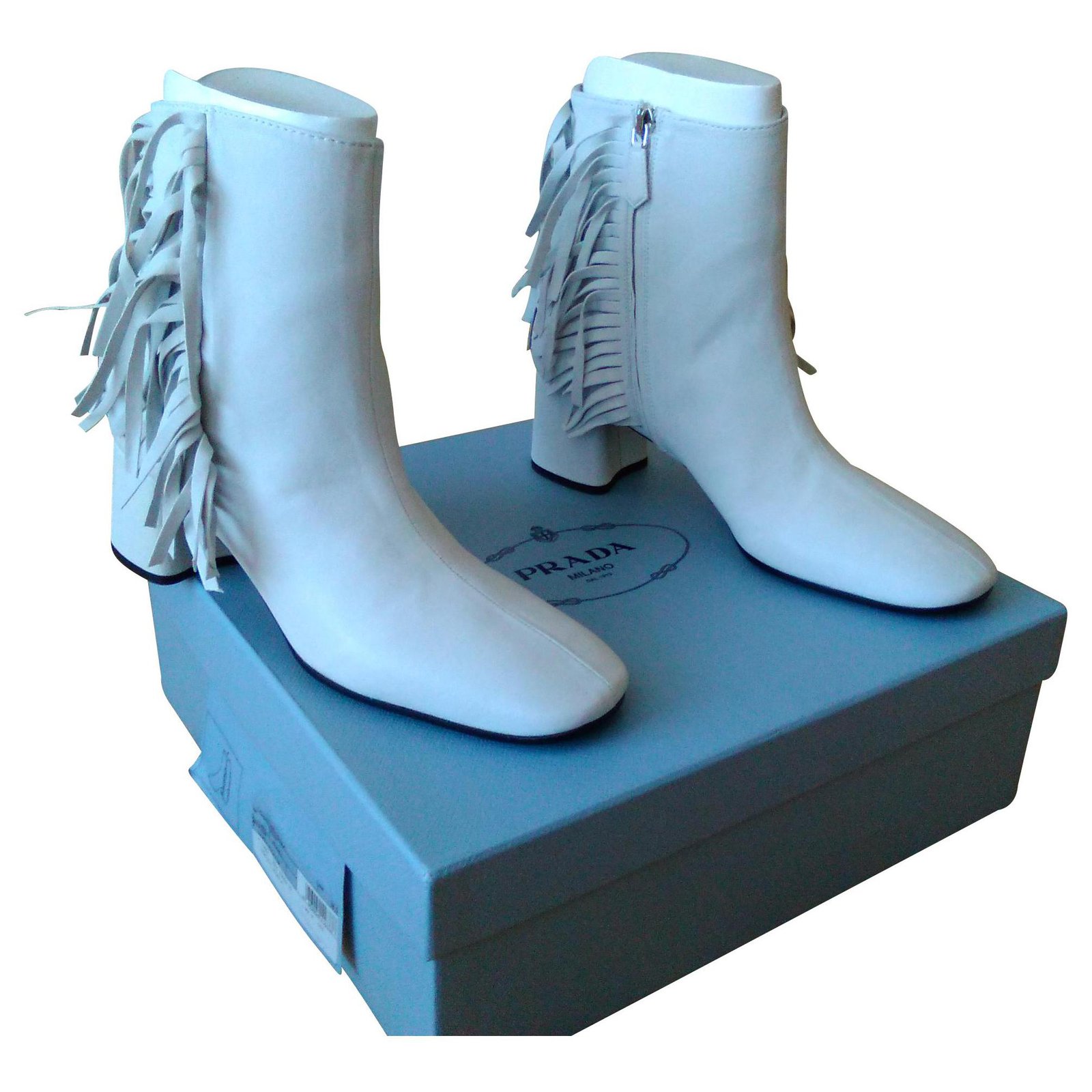 prada white ankle boots