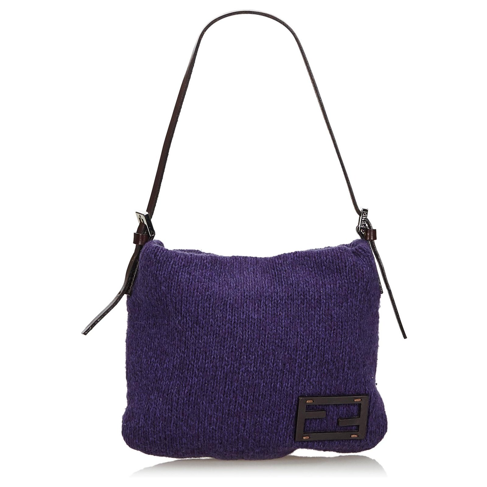 Fendi Purple Knit Baguette Leather Cloth ref.136820 - Joli Closet