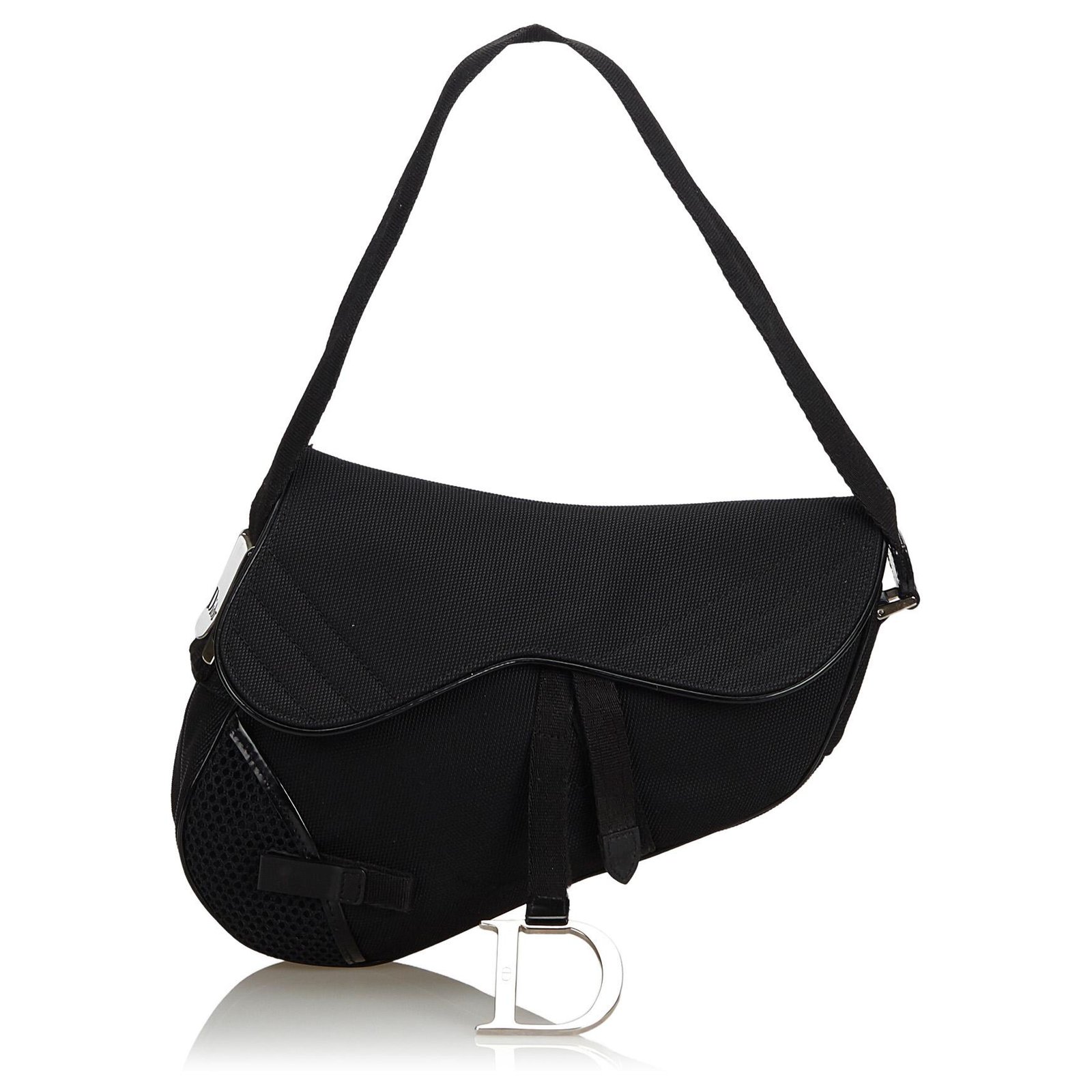 CHRISTIAN DIOR 90s Black Nylon Saddle Bag — Garment