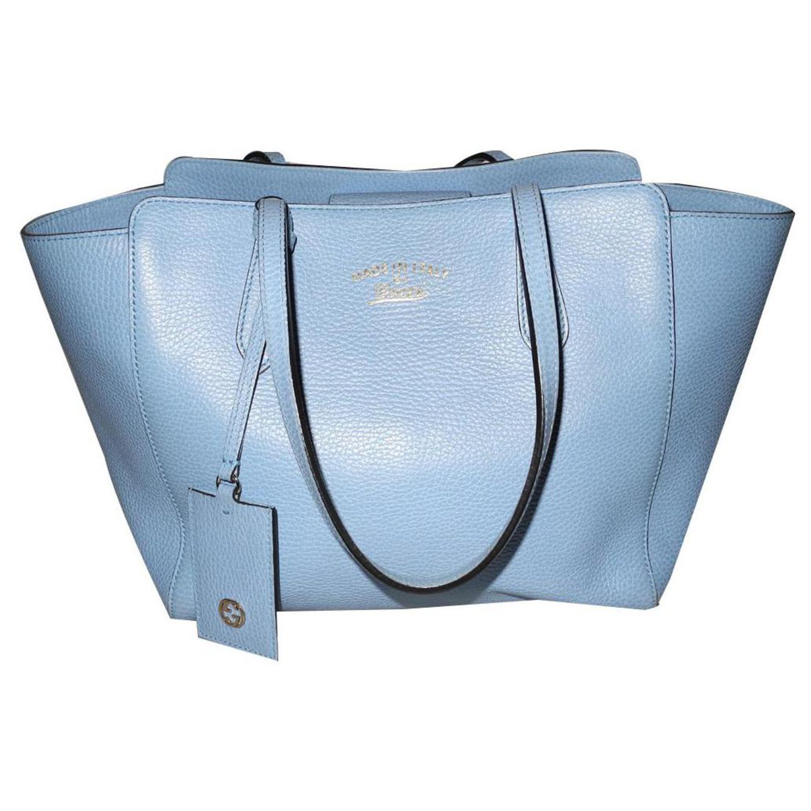 Gucci tote bag Swing grained leather blue sky Light blue ref.137221 - Joli  Closet