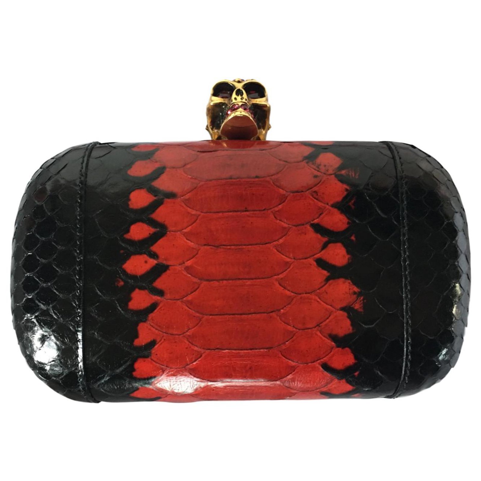 black and red clutch bag