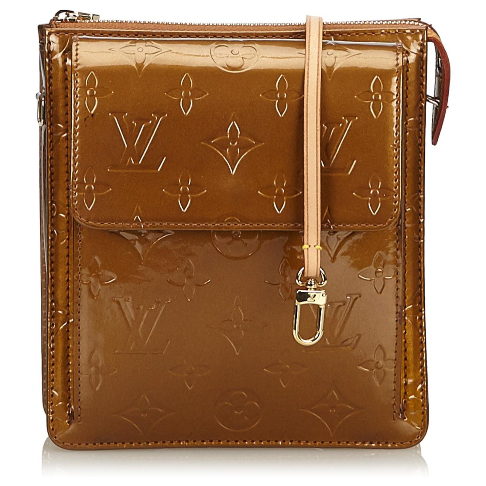 Louis Vuitton Brown Vernis Pochette Mott Beige Leather Patent leather  ref.384837 - Joli Closet