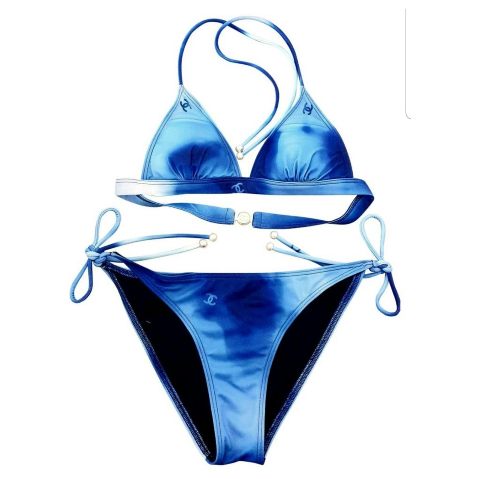 Chanel Chanel Bikini 18 Swimwear Elastane Polyamide Blue Light Blue Turquoise Ref Joli Closet