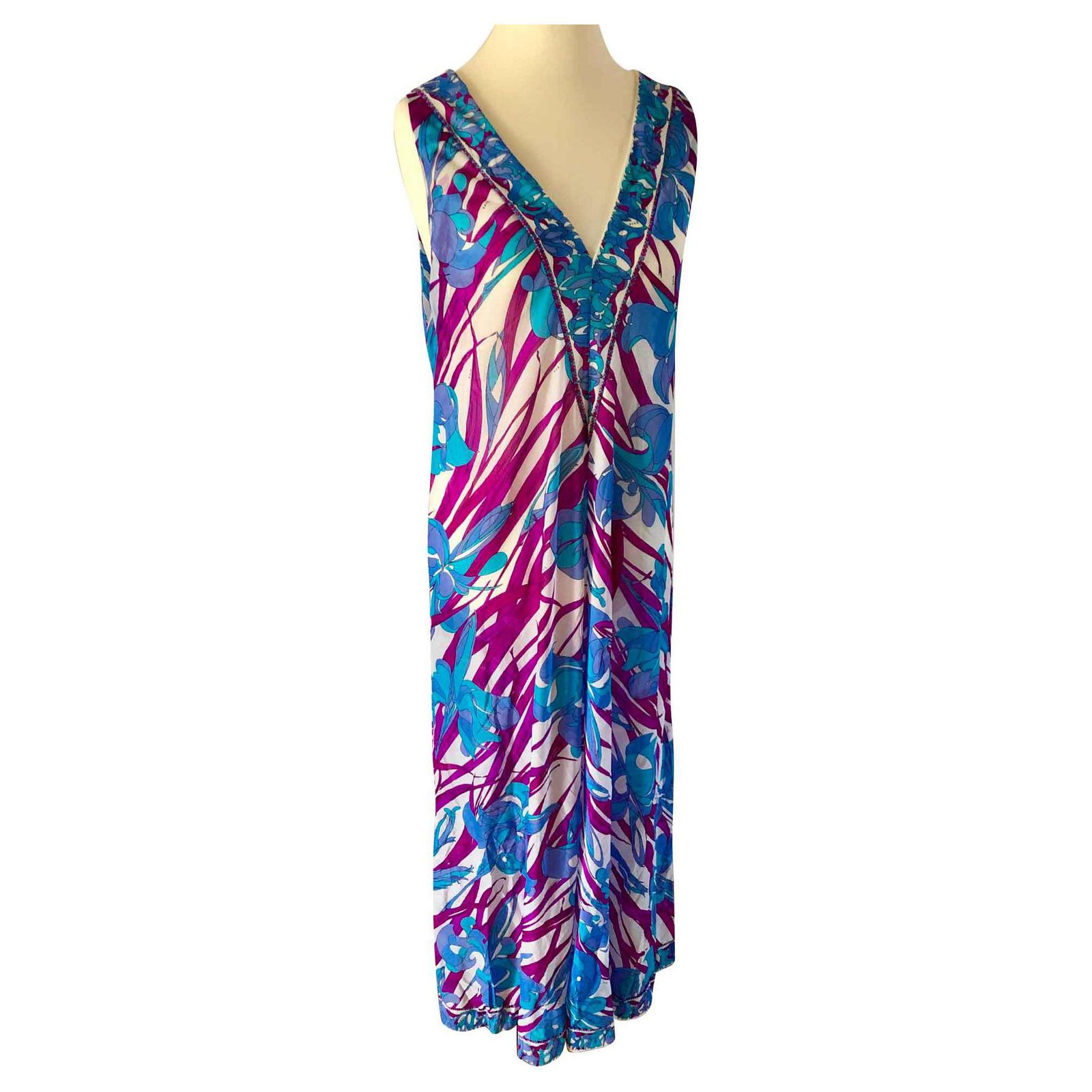 Emilio Pucci Multicolor Printed Jersey Kaftan Maxi Dress M Emilio Pucci