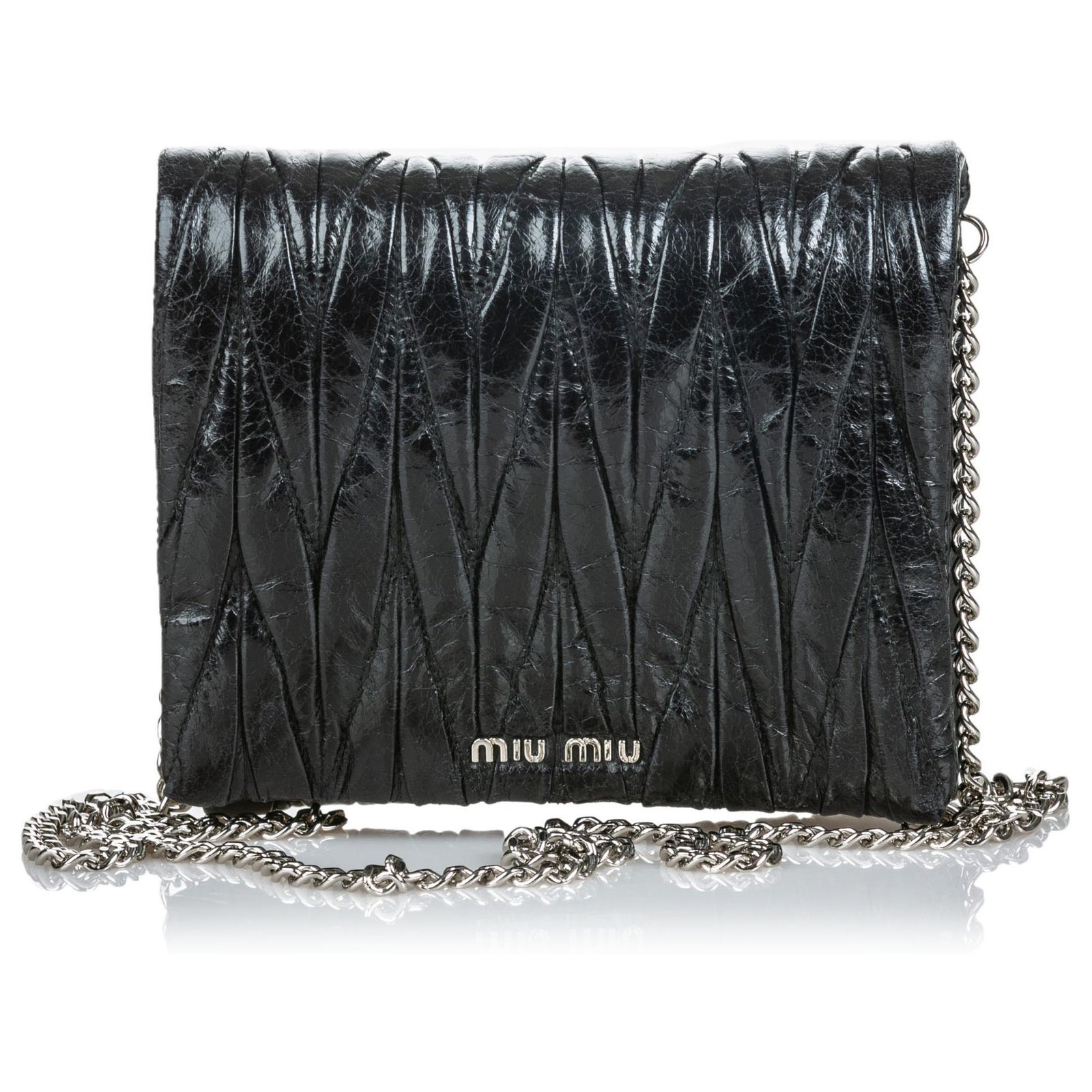 Matelasse Metallic Leather Crossbody Bag in Metallic - Miu Miu