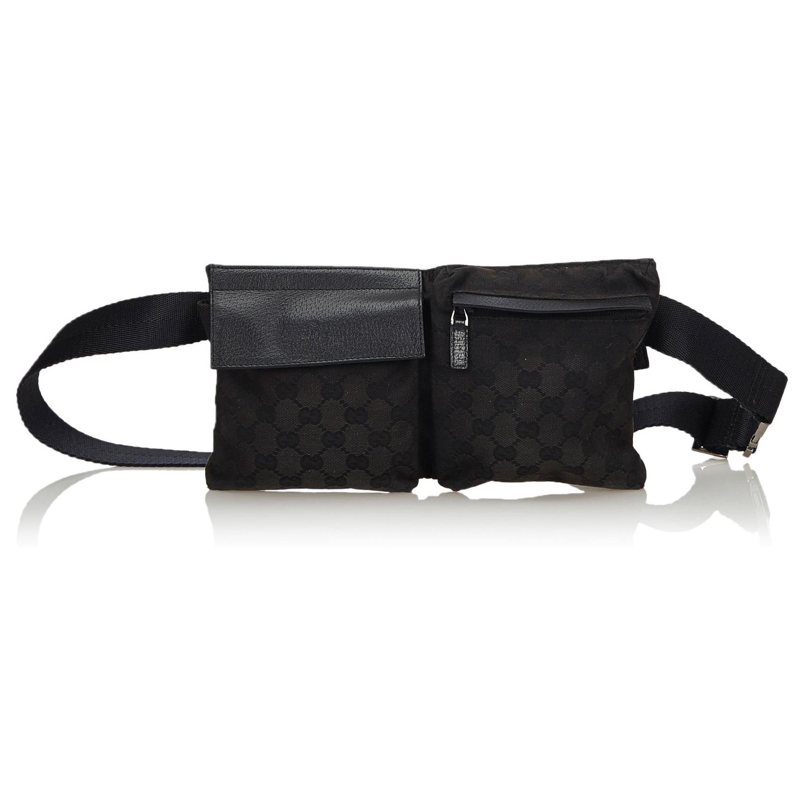 Gucci Gucci Black GG Canvas Belt Bag 