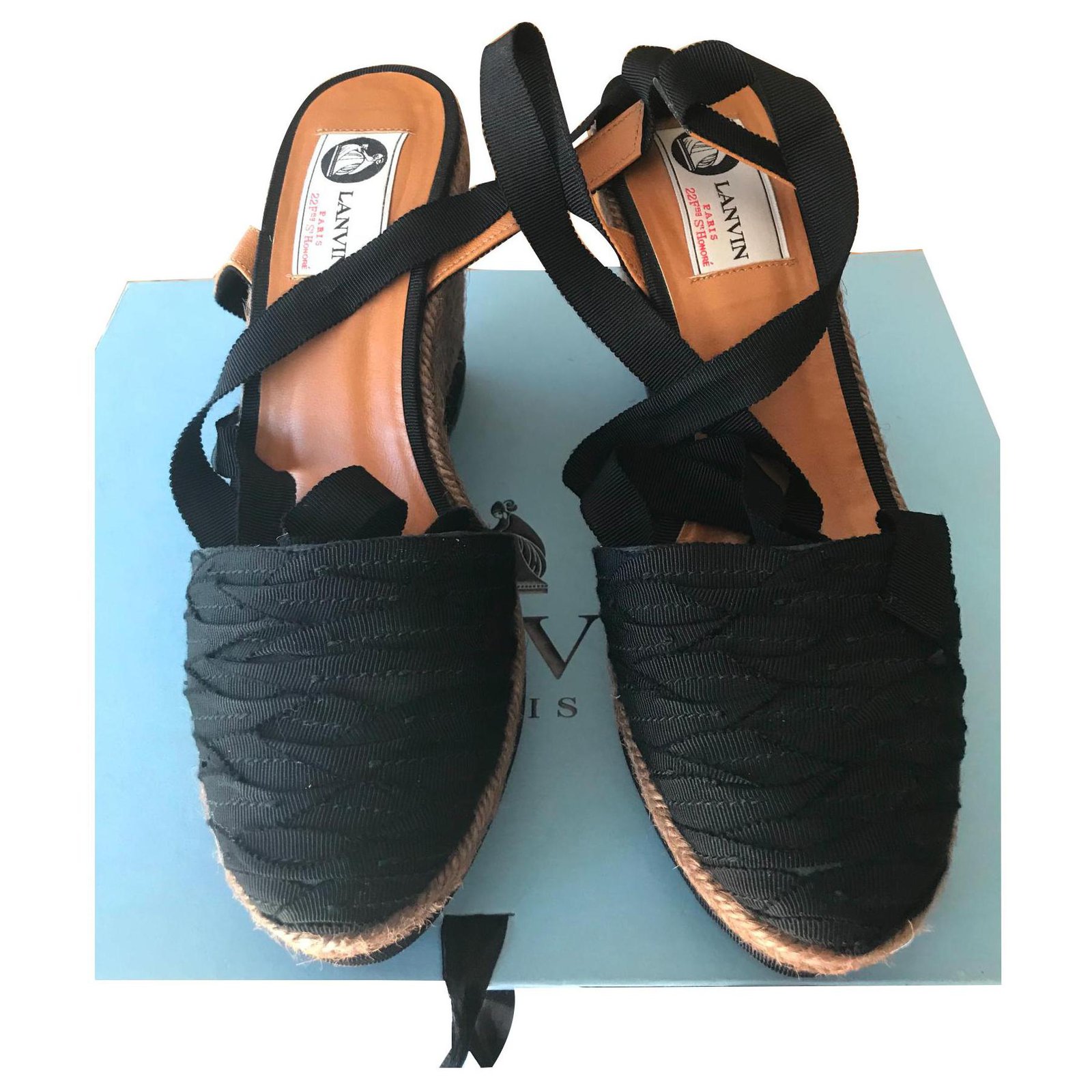 Lanvin sandal Black Cotton ref.139075 - Joli Closet