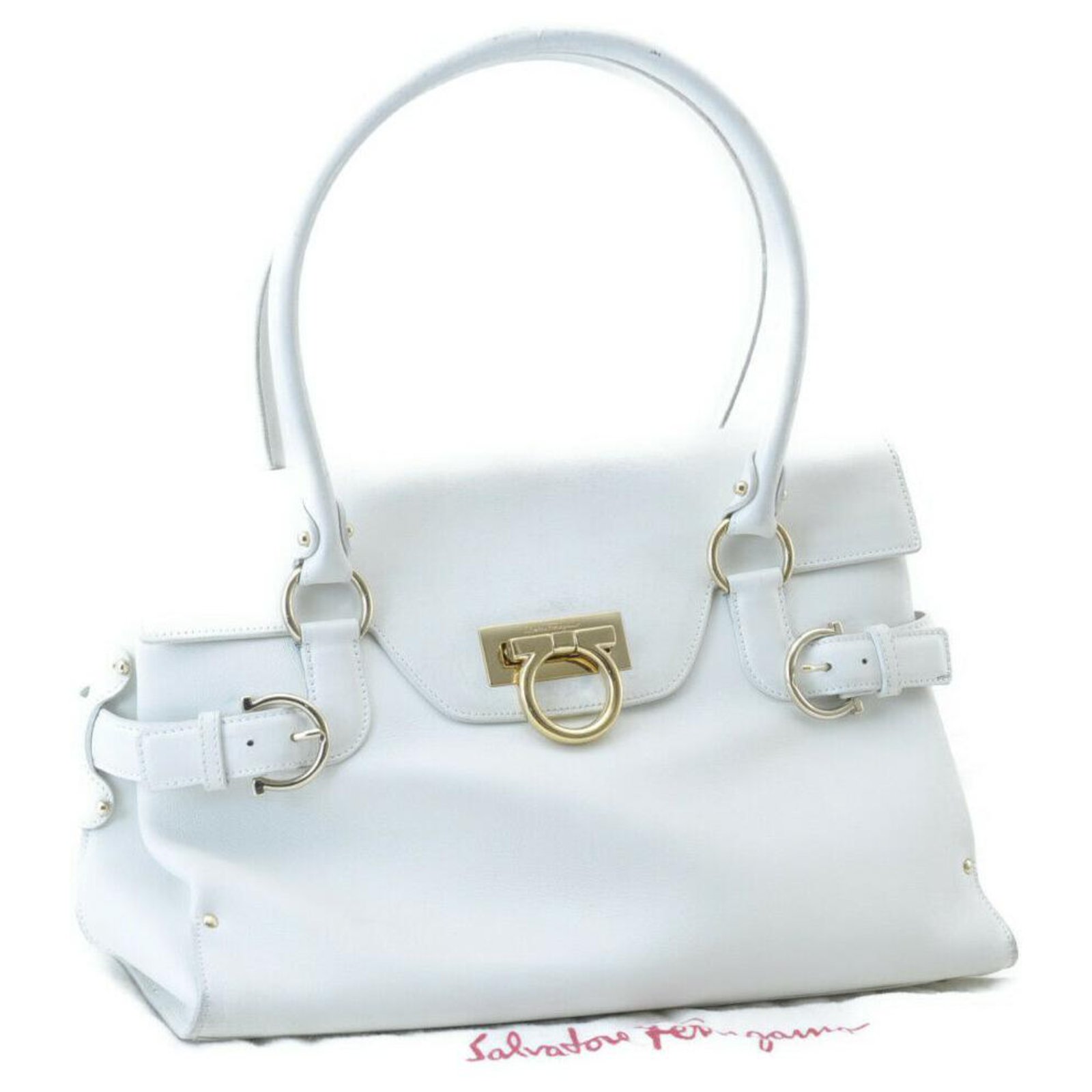 Salvatore ferragamo white handbag sale