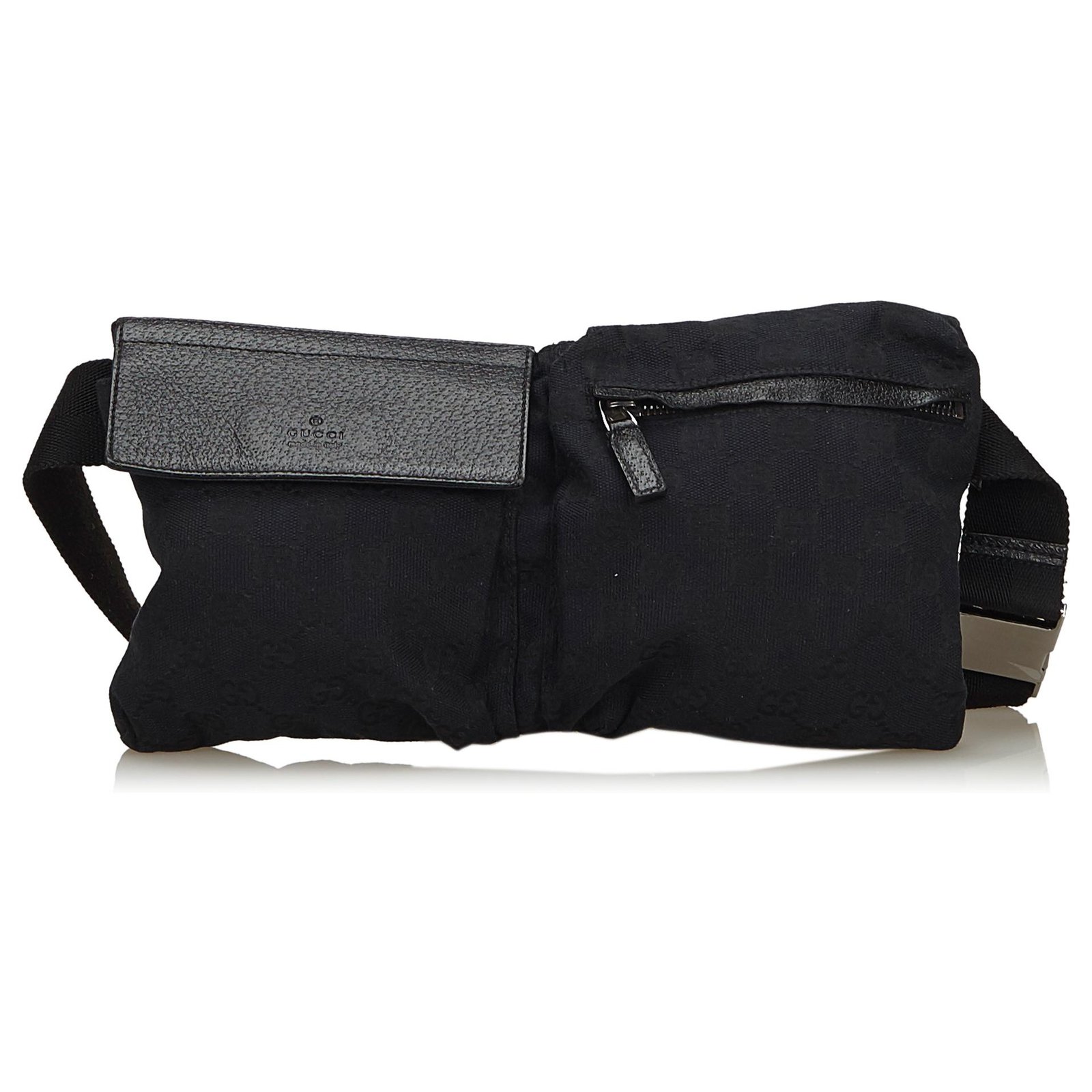 gucci canvas belt bag black
