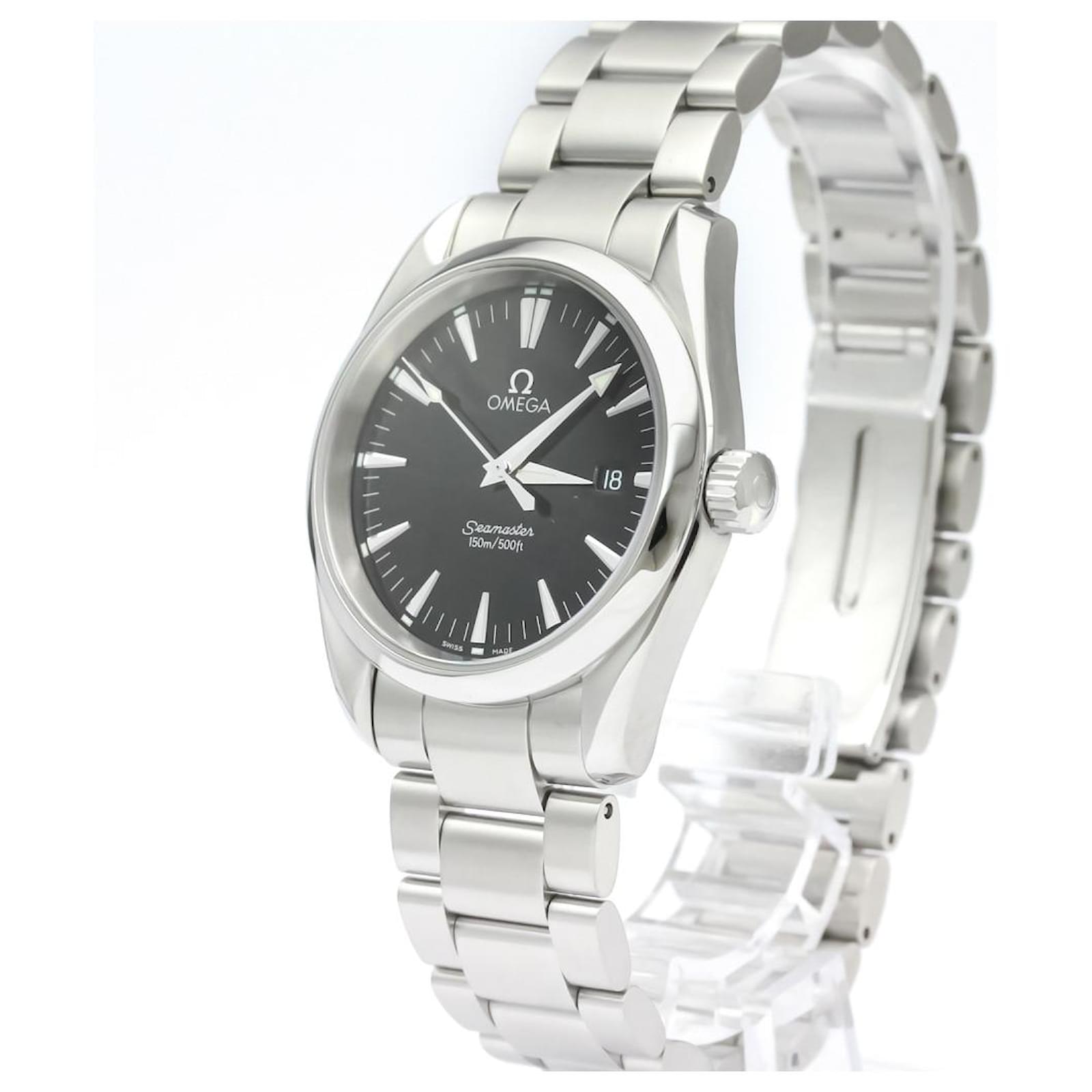 Omega in acciaio inossidabile argento Aqua Terra Seamaster al quarzo  2518.50 Nero Metallo ref.139185 - Joli Closet