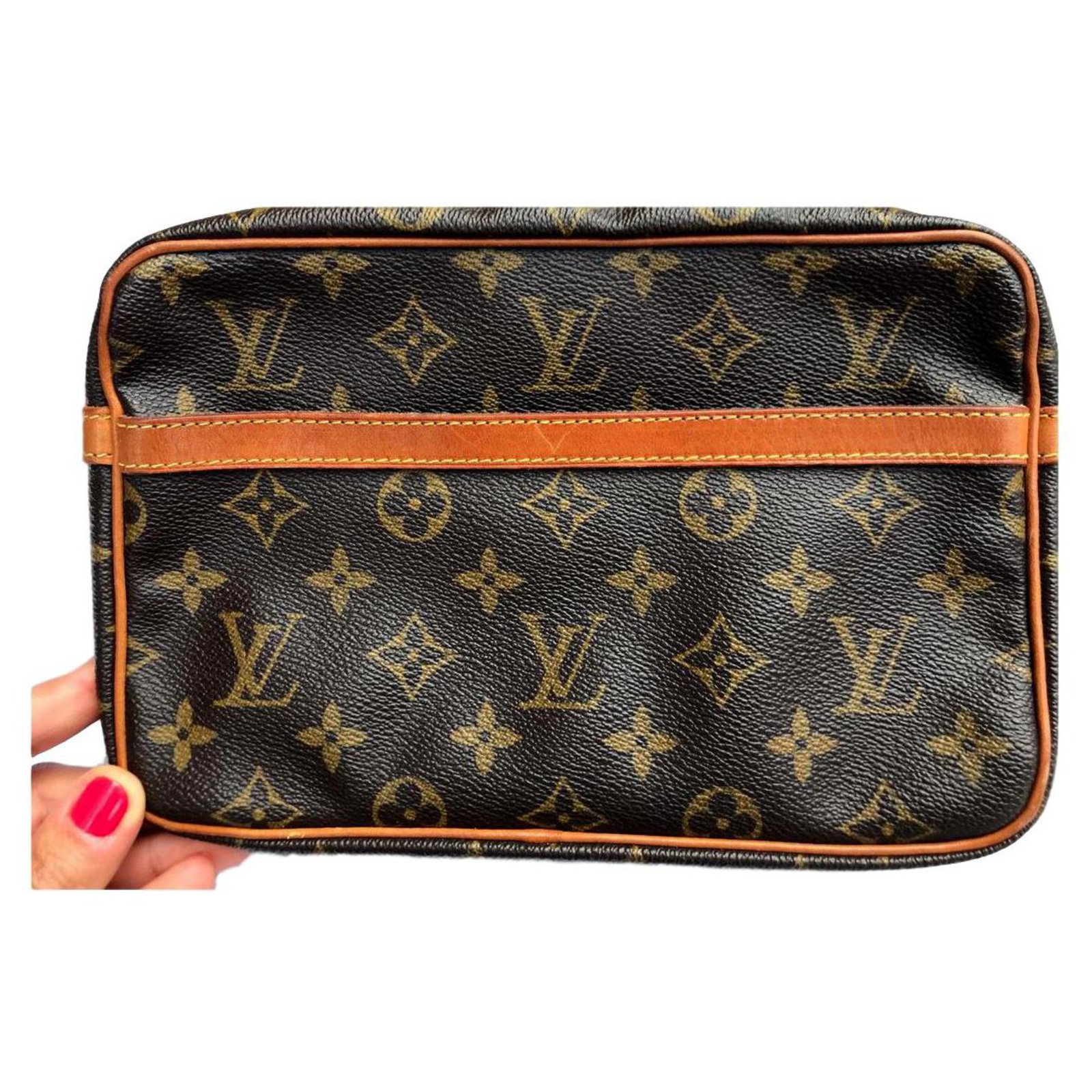Louis Vuitton monogram compiegne 23 clutch converted to crossbody