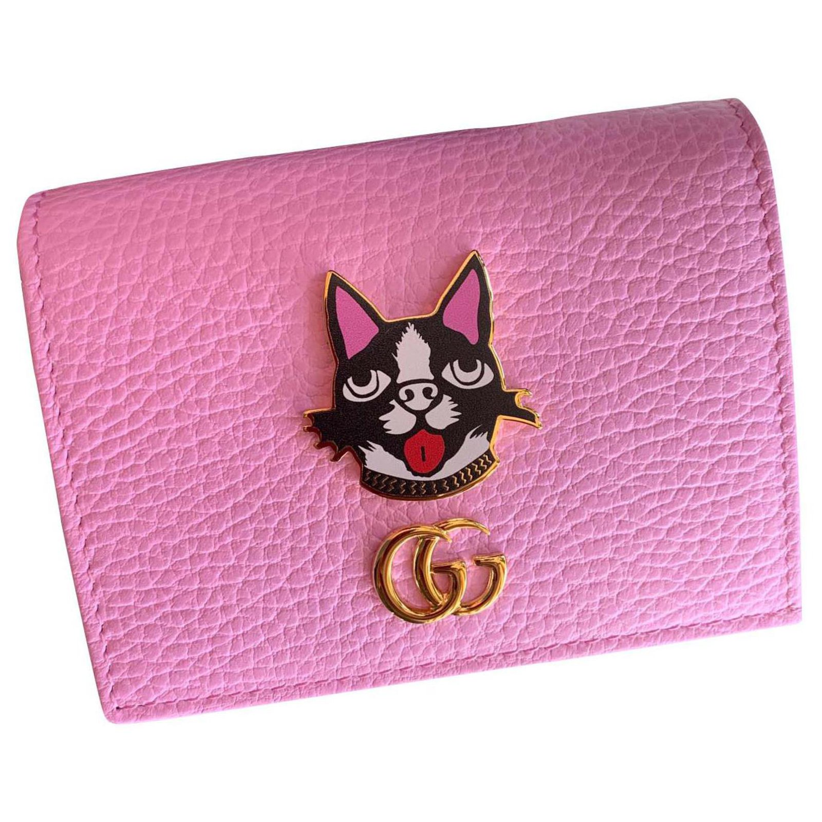 Gucci Pink card wallet with Bosco patch 