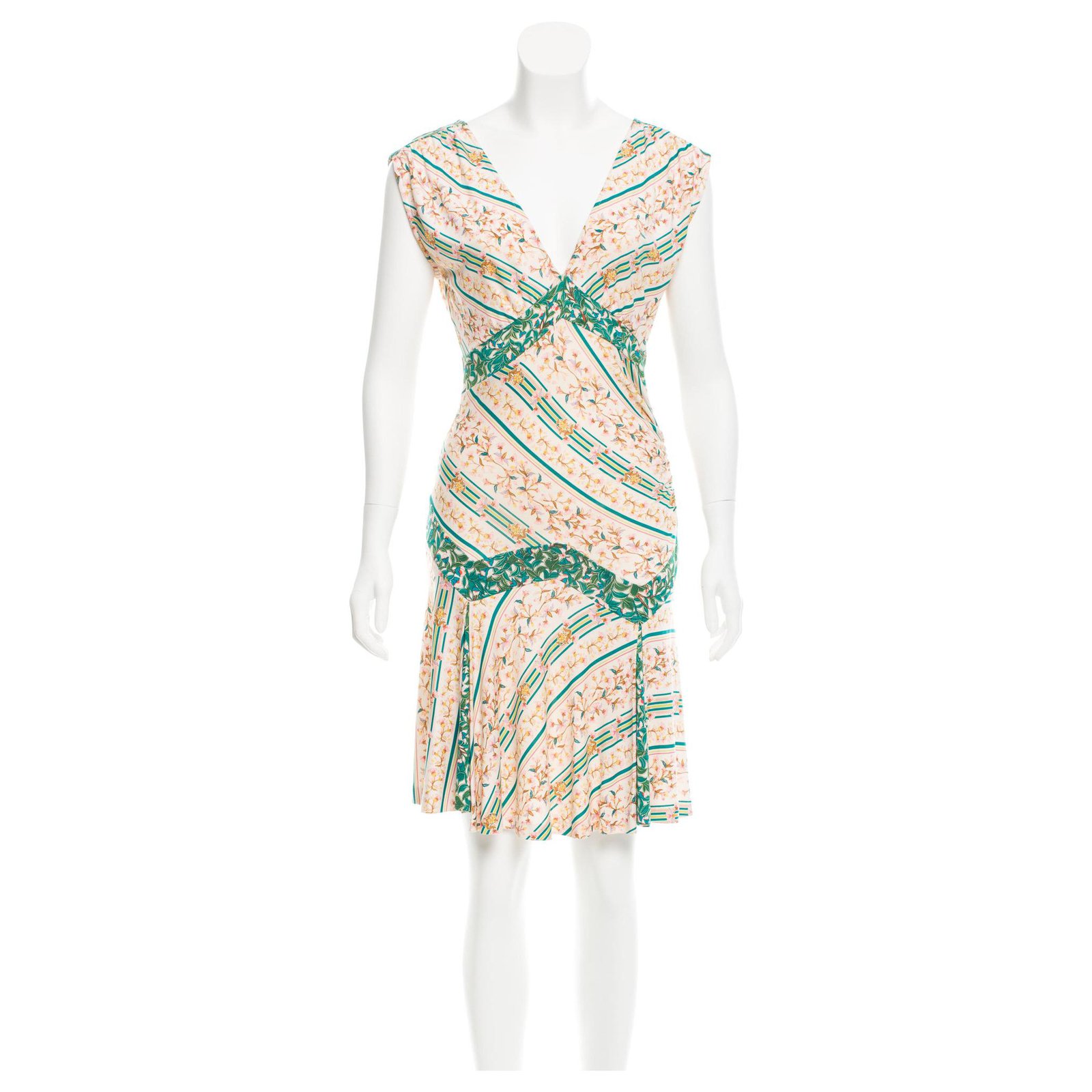 dvf green silk dress