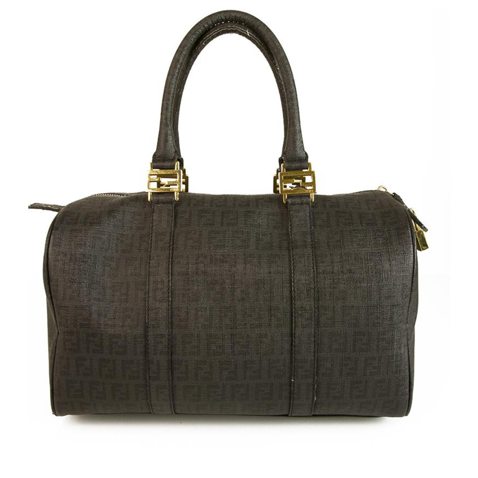 Fendi Fendi Zucca Grey Monogram Coated Canvas Satchel Grab Bag HandBag Speedy Bowler Handbags ...