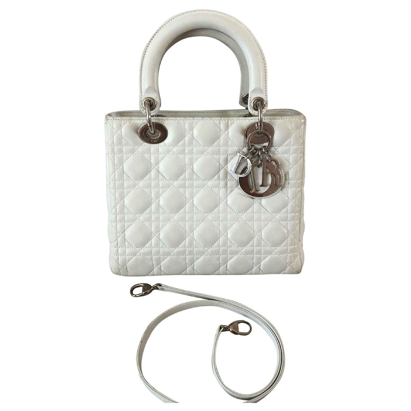 Lady Dior Christian Dior Señorita señorita Blanco Cuero ref.139767 - Joli  Closet