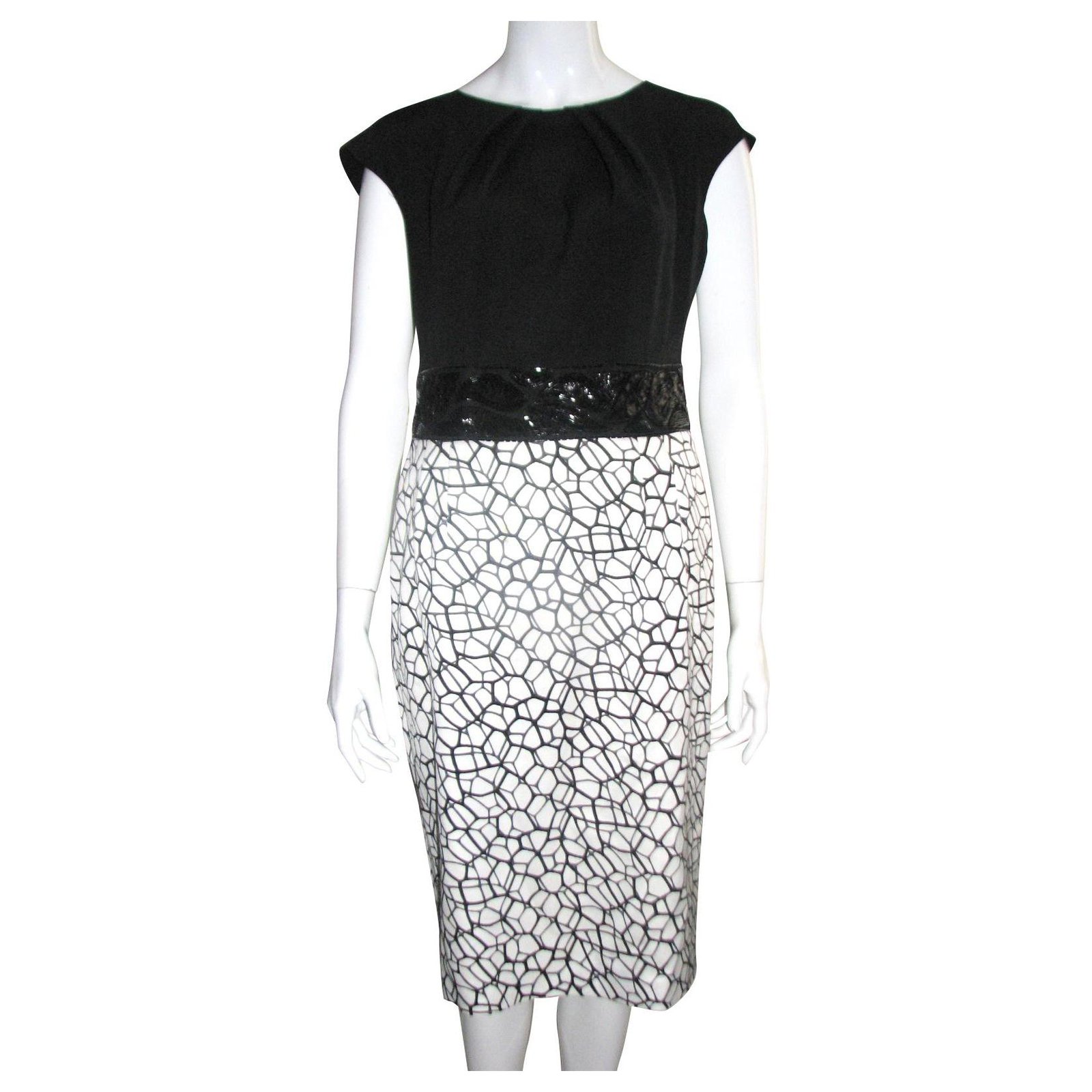 escada black and white dress