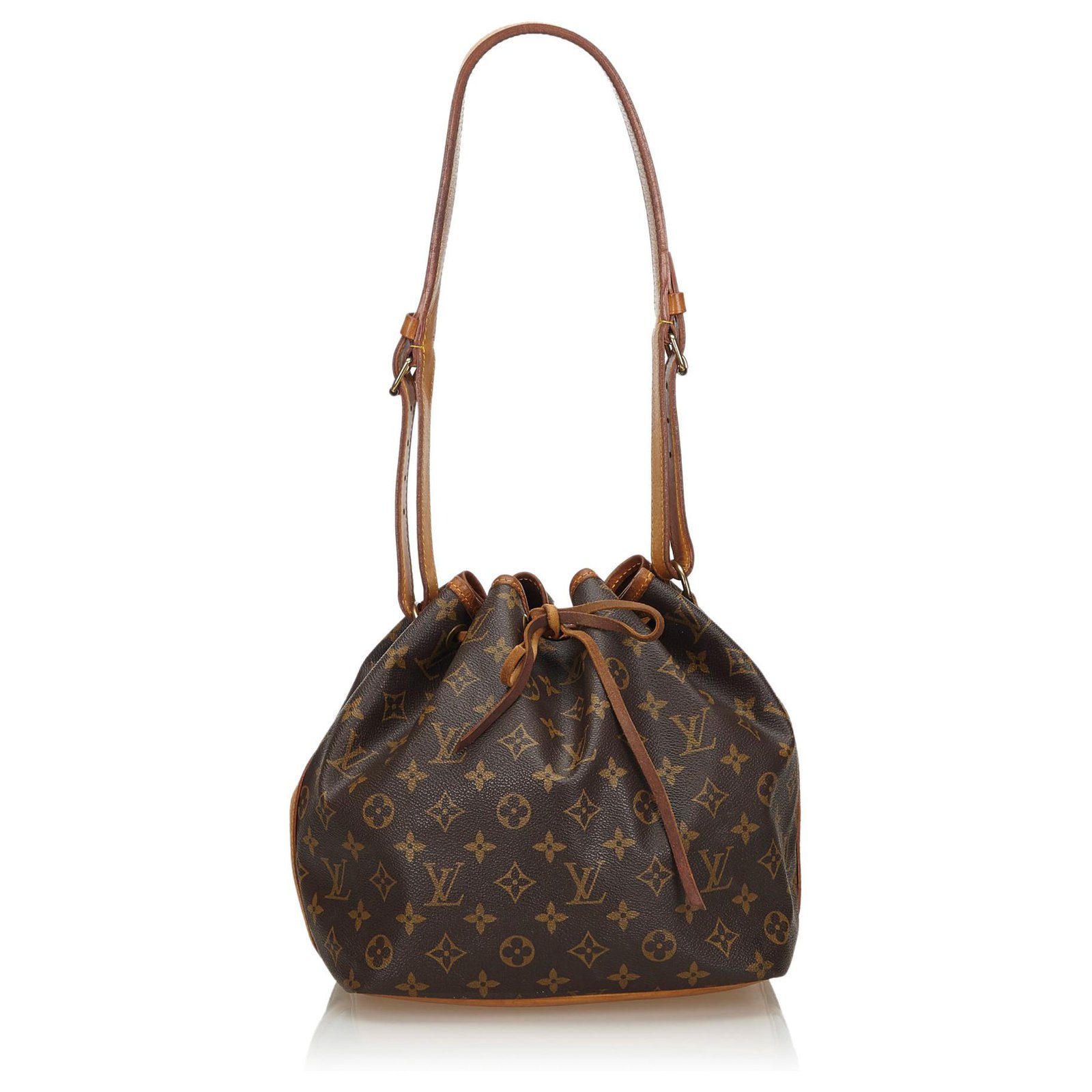 Louis Vuitton Petit Noe NM Monogram Canvas Shoulder Bag Brown