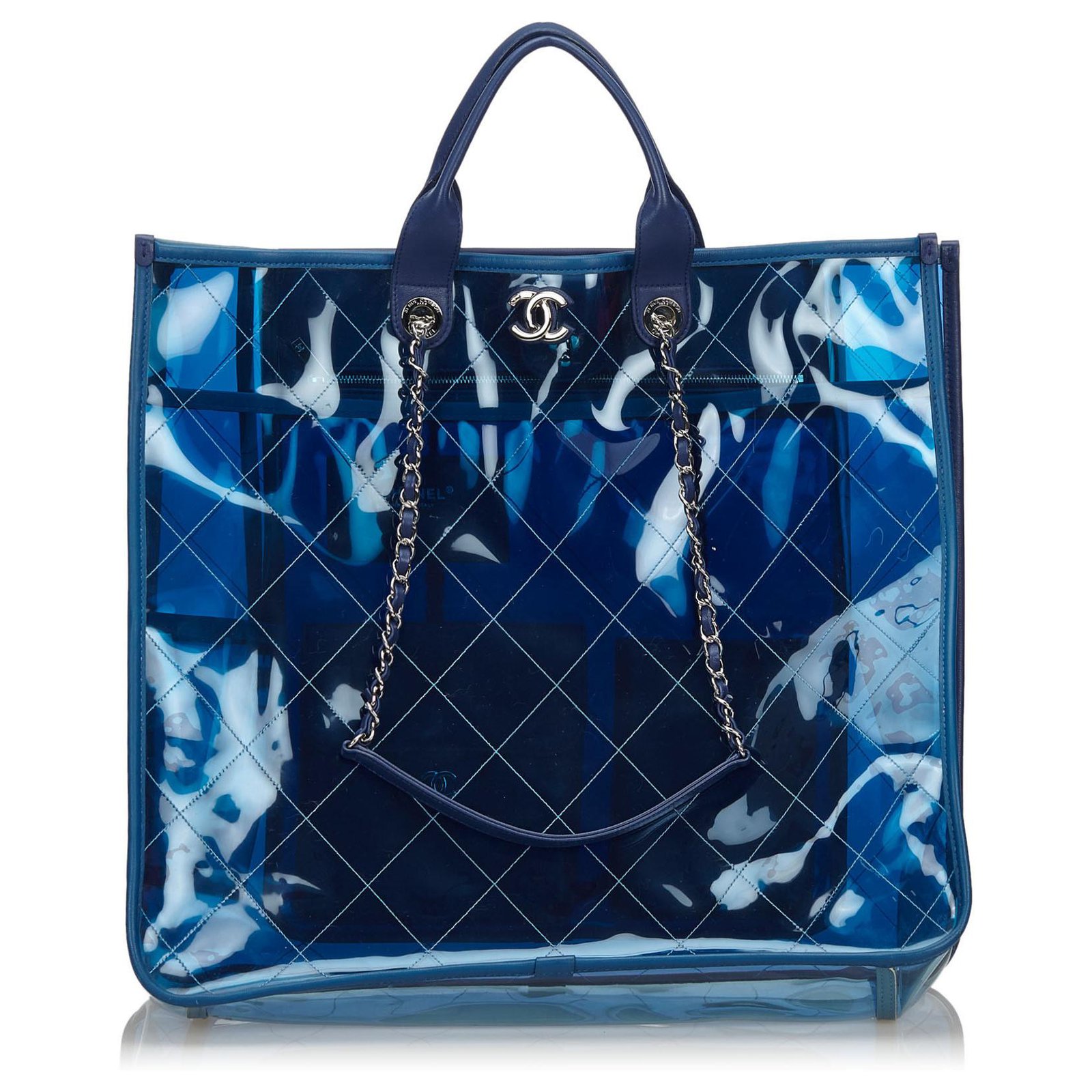 Chanel blue 2018 Quilted PVC Large Coco Splash Shopping Tote