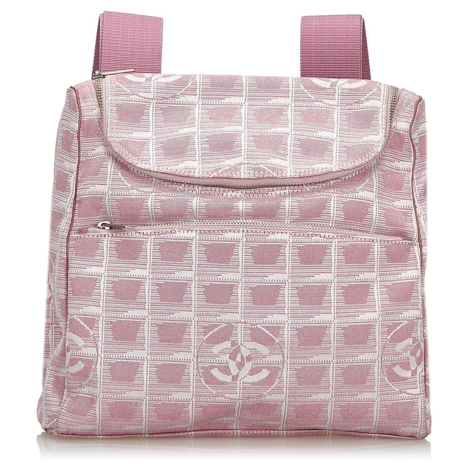 Chanel Pink New Travel Line Convertible Backpack White Leather Cloth Cloth  ref.140220 - Joli Closet