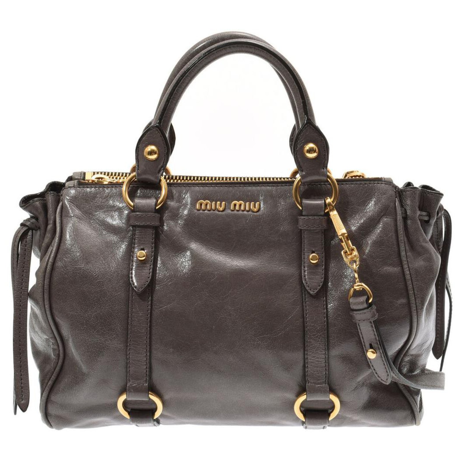 Miu Miu Sac à main en cuir Gris ref.140641 Joli Closet