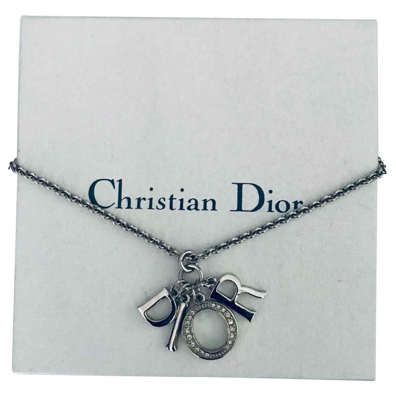 Christian Dior DIOR Vintage Silver Loho Charm Necklace Silvery  Silver-plated ref.140902 - Joli Closet