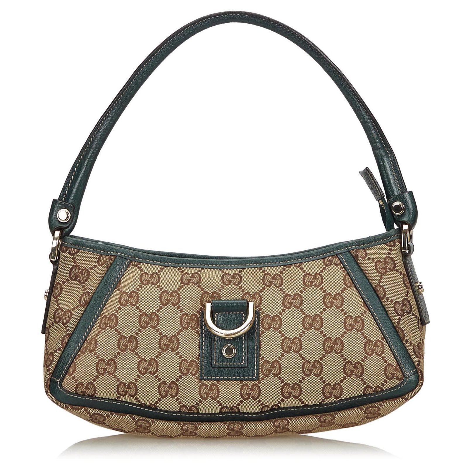 Gucci Brown/Beige GG Canvas D-Ring Baguette Bag Gucci