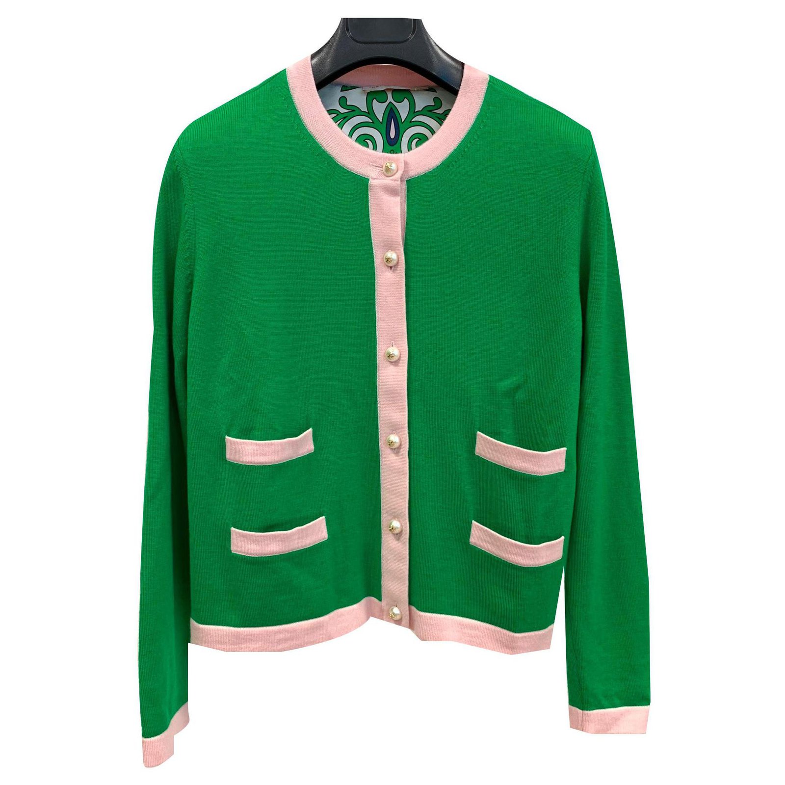 Tory Burch Sophisticated merinos wool cardigan jacket Light green   - Joli Closet