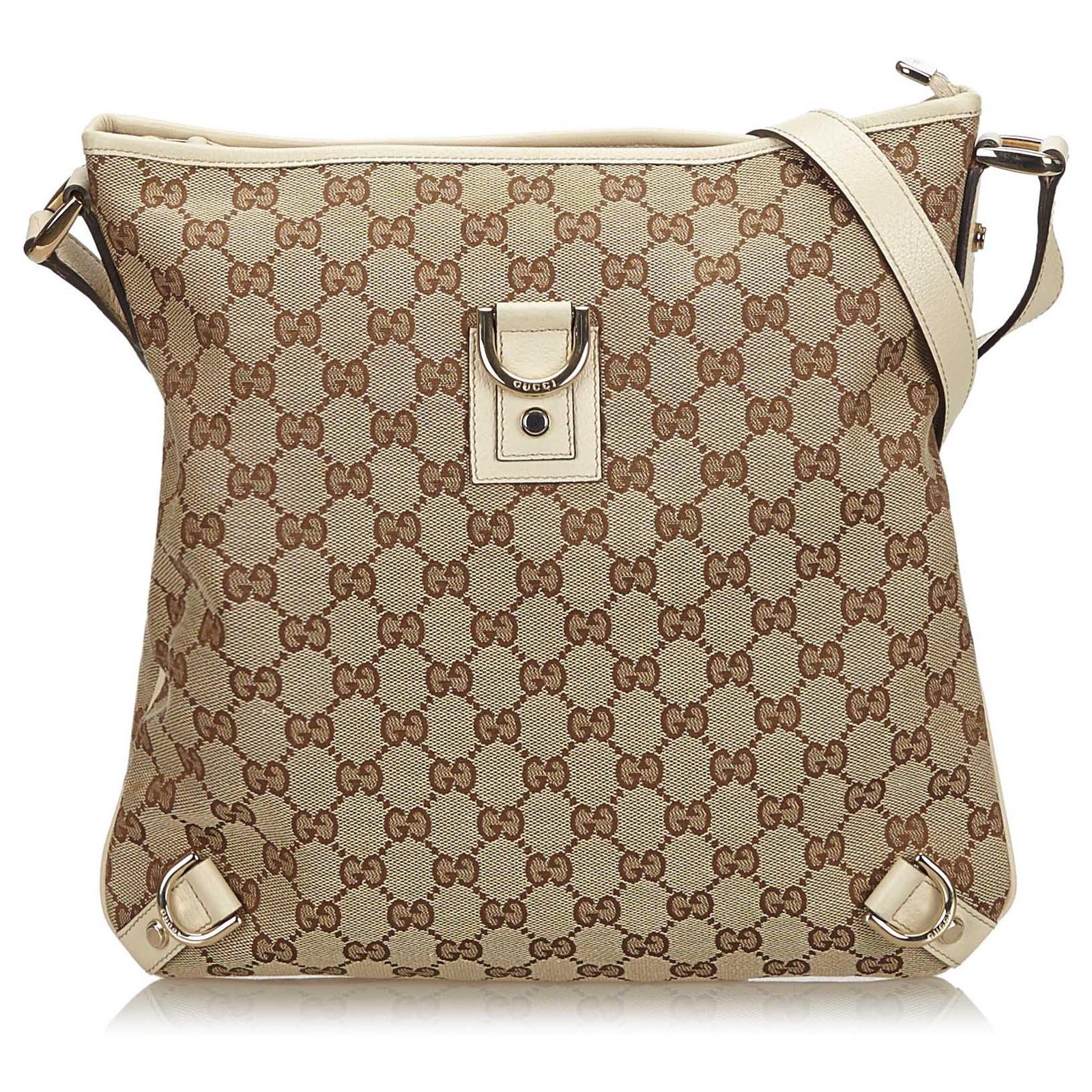 Gucci Brown GG Canvas Abbey D-Ring Crossbody Bag Beige Leather Cloth Cloth  ref.141153 - Joli Closet