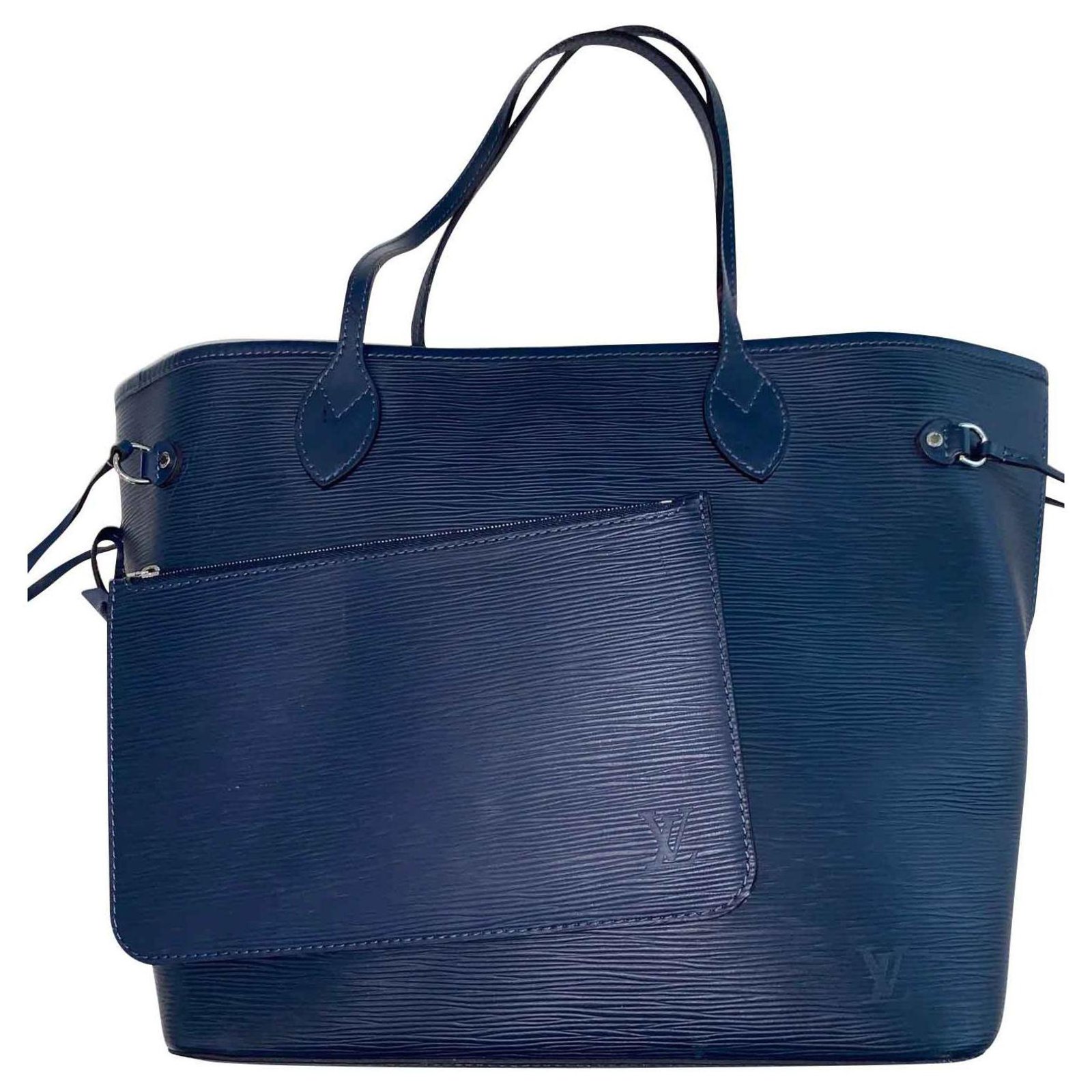Louis Vuitton Neverfull MM Navy blue Leather ref.141637 - Joli Closet