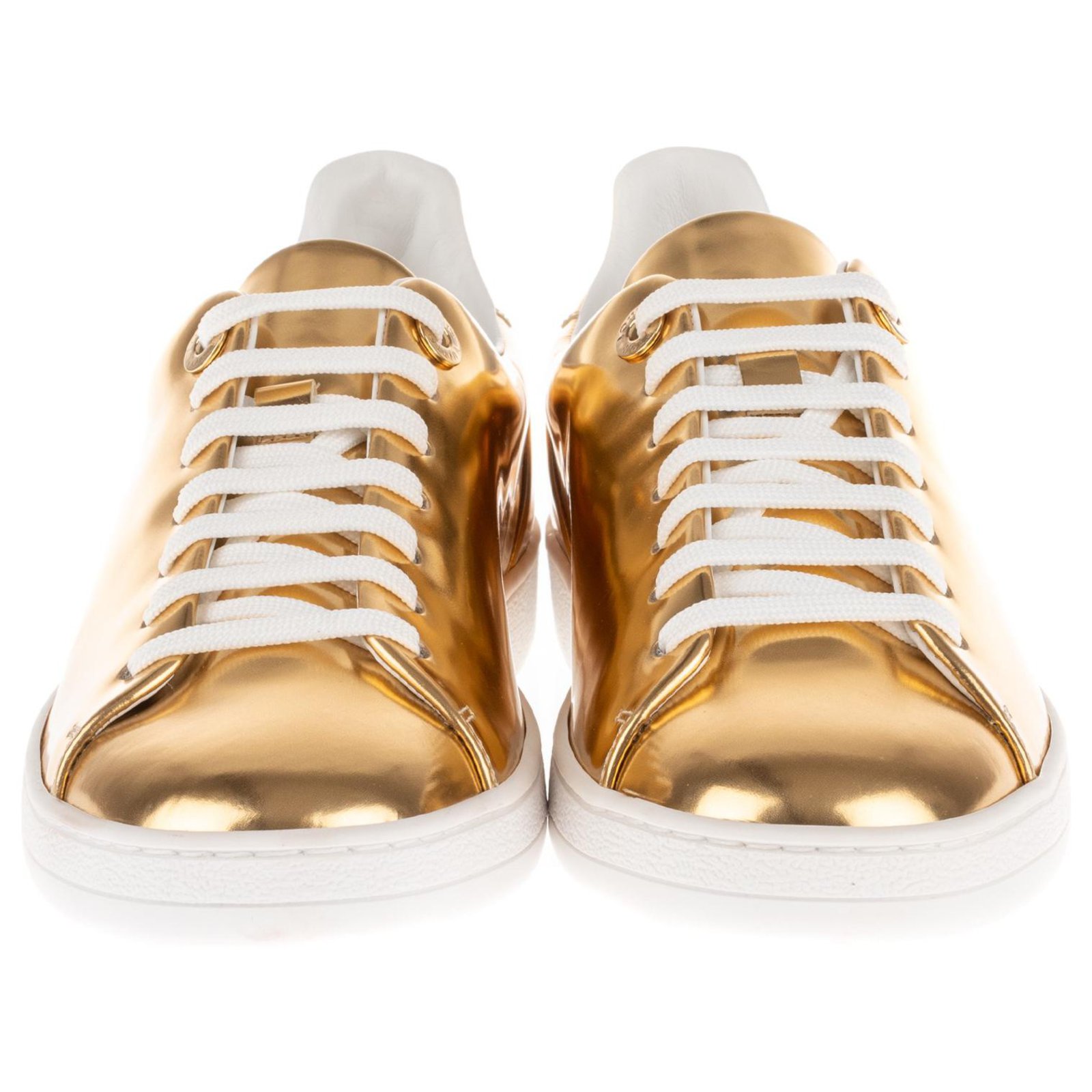 Louis Vuitton Frontrow women's sneakers in gold leather, taille 37