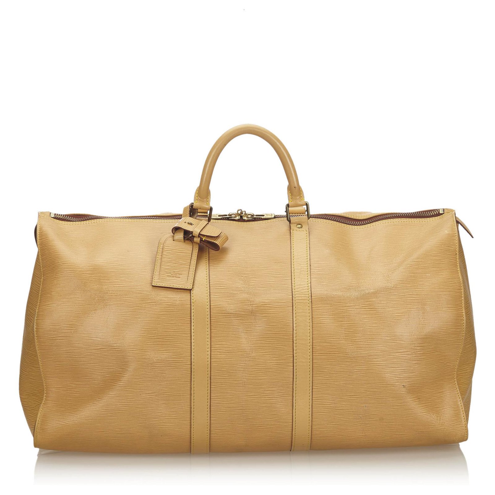 Louis Vuitton Brown Epi Keepall 55 Beige Leather ref.141942 - Joli Closet