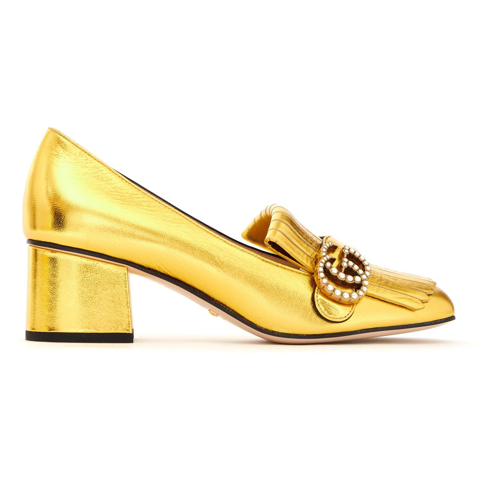 gucci marmont gold heels