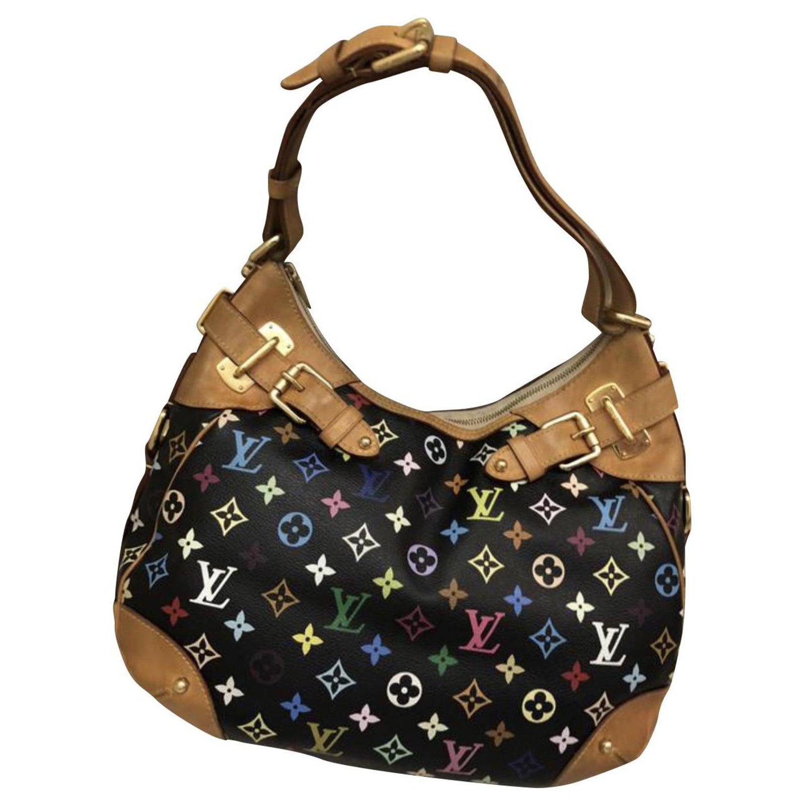 Louis Vuitton Louis Vuitton black multicolor monogram canvas Greta bag Handbags Leather Dark ...