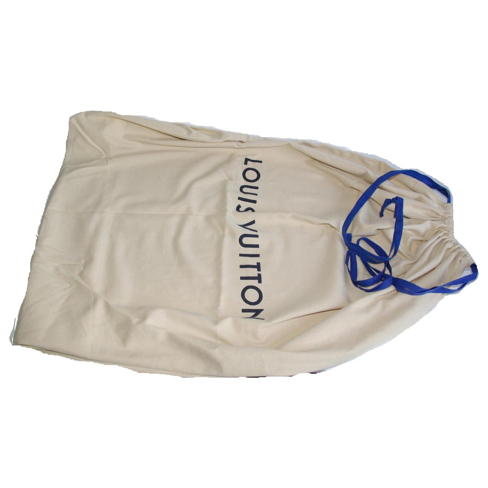 Authentic Louis Vuitton Blue Ribbon Drawstring Dust Bag Cotton  19.5”x12”,Beige