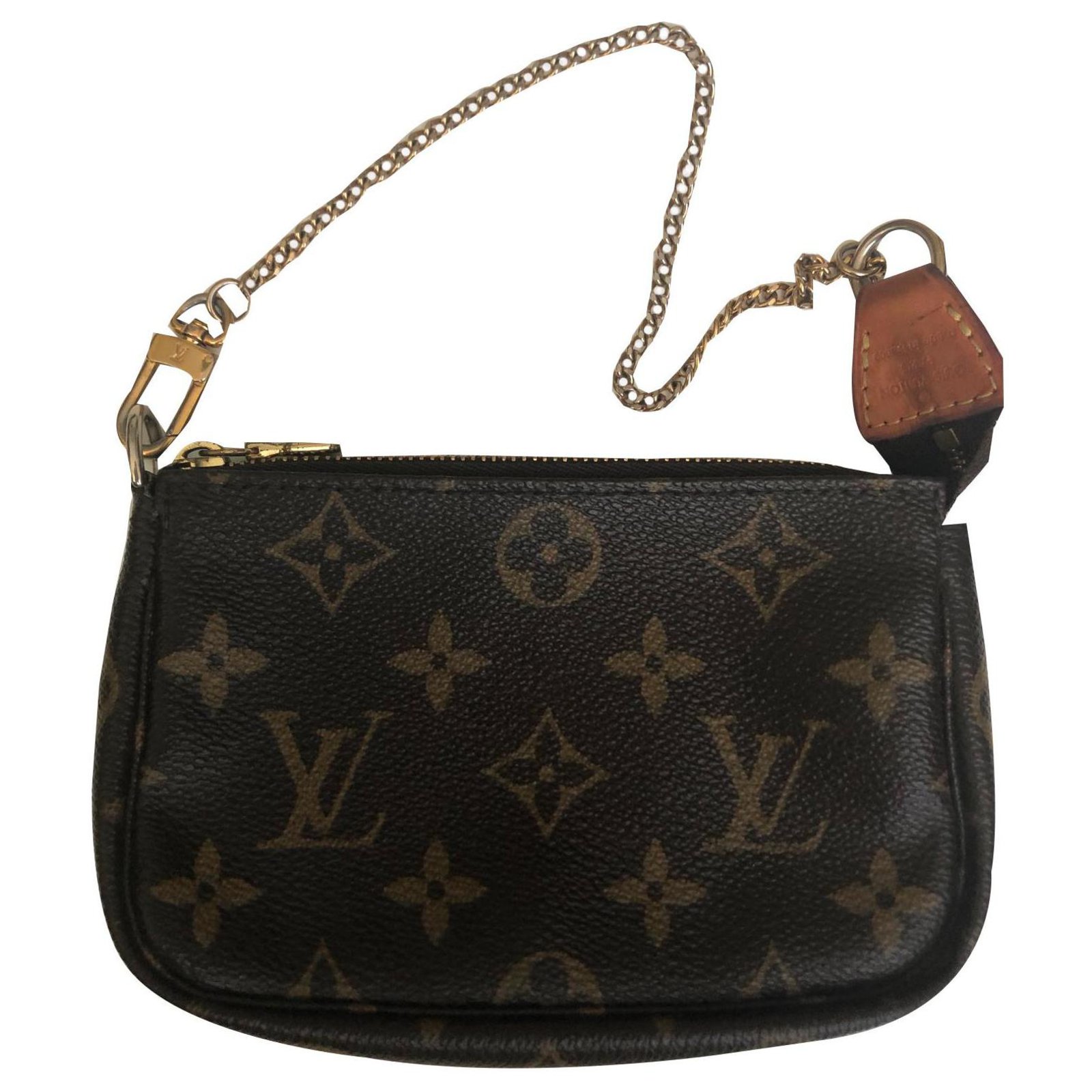 Louis Vuitton Pochette bag with chain Brown Cloth ref.142682