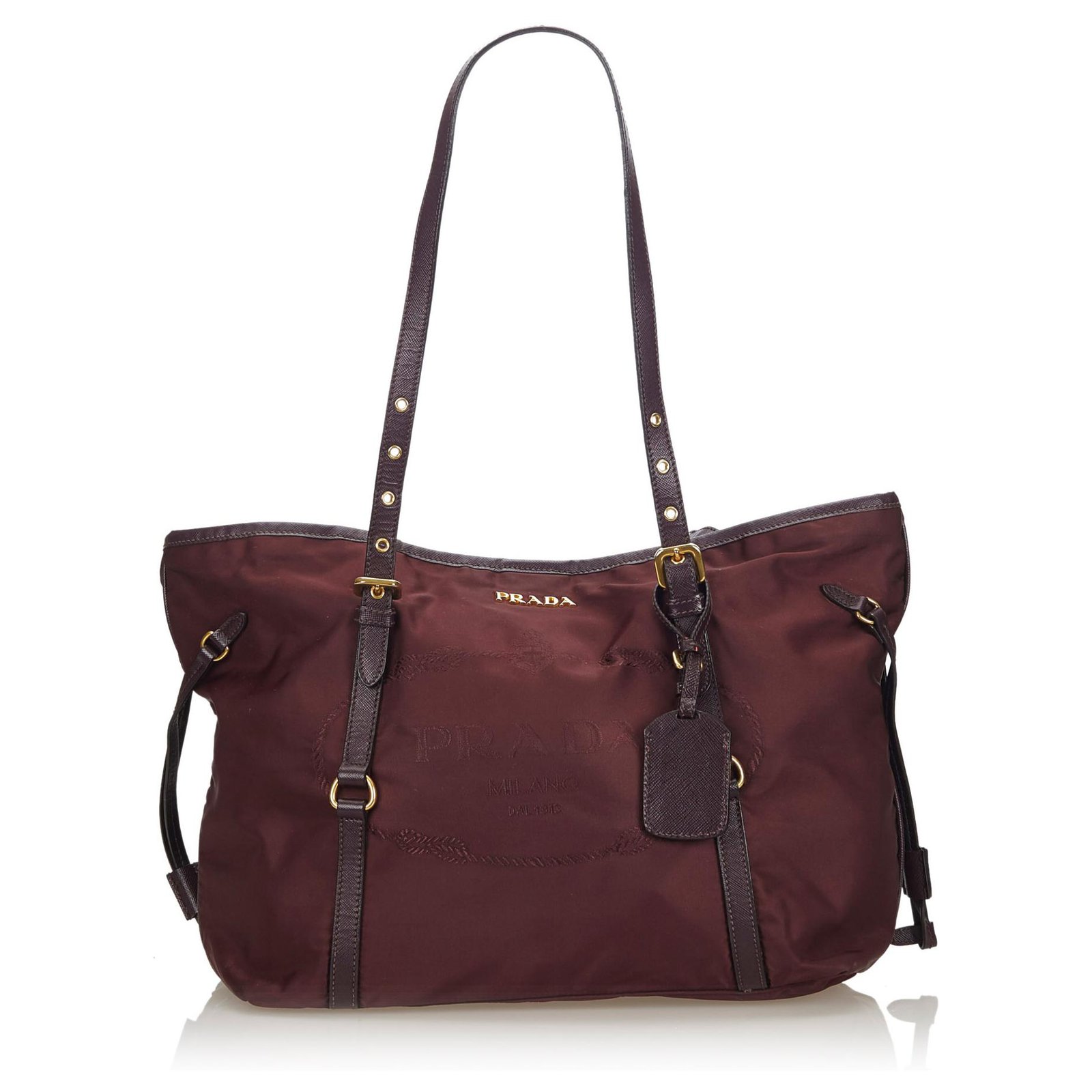 nylon bag with leather straps