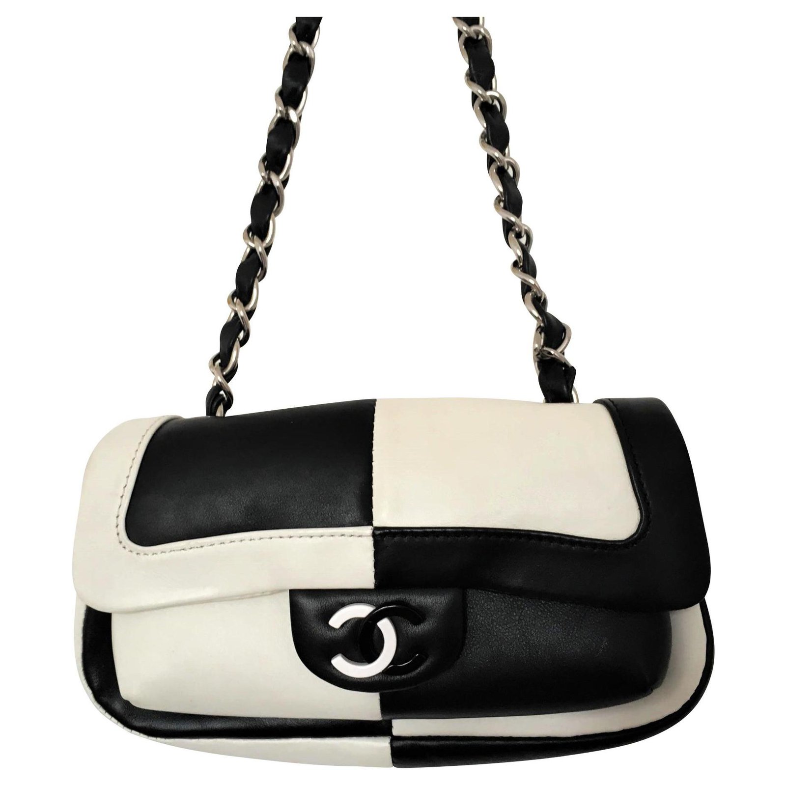 Chanel Handbags Black White Leather  - Joli Closet