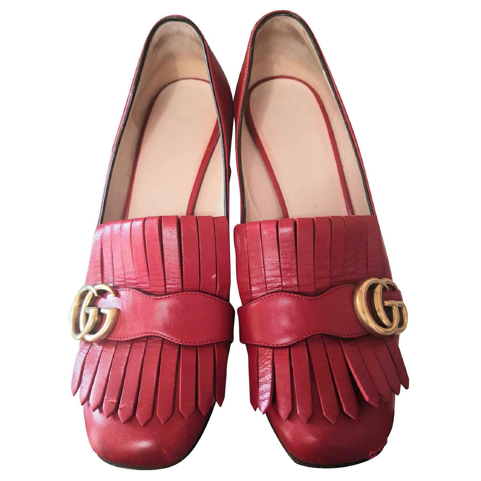 Sublimes escarpins marmont Gucci Cuir Rouge Joli Closet