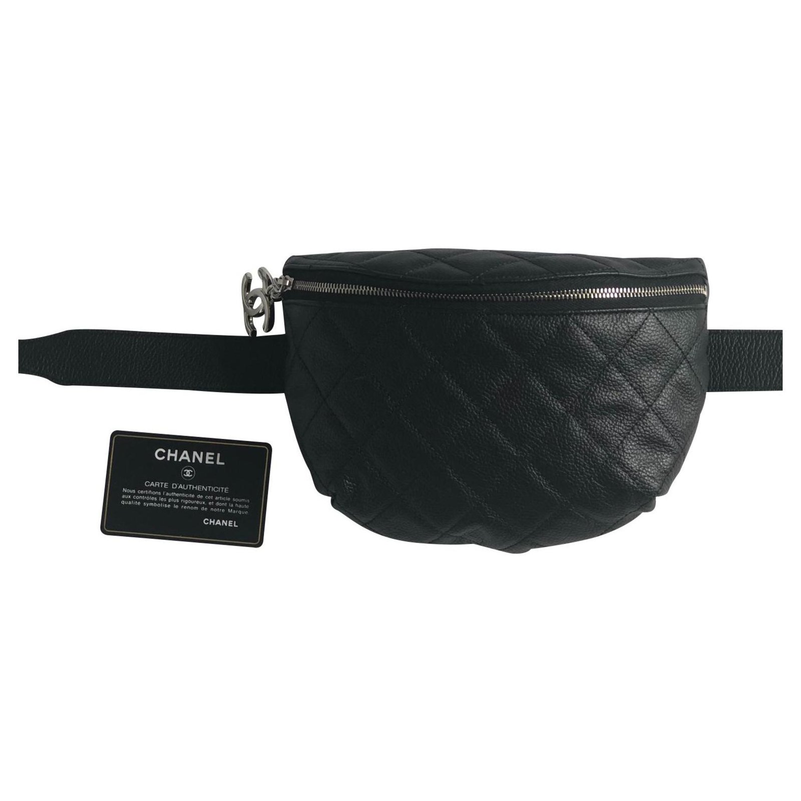 Wallet On Chain Chanel Waist bag Black Leather ref.143684 - Joli Closet