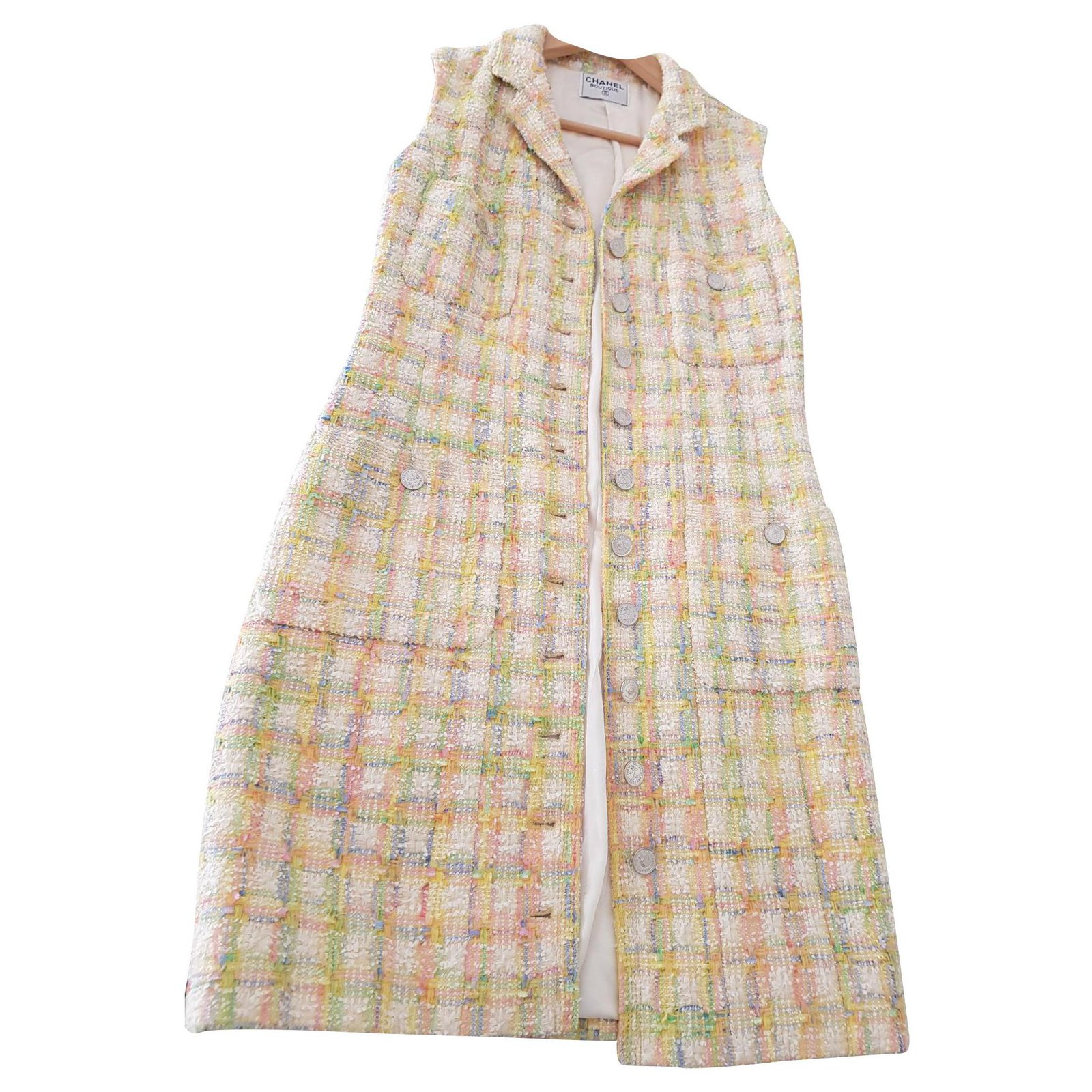 Chanel multicolor pastel tweed vest dress Multiple colors ref
